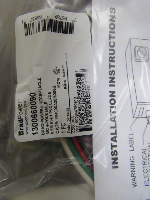 BRAD POWER 1R4006A28M005G Qty of 1 per Lot BRAD POWER 1R4006A28M005G
