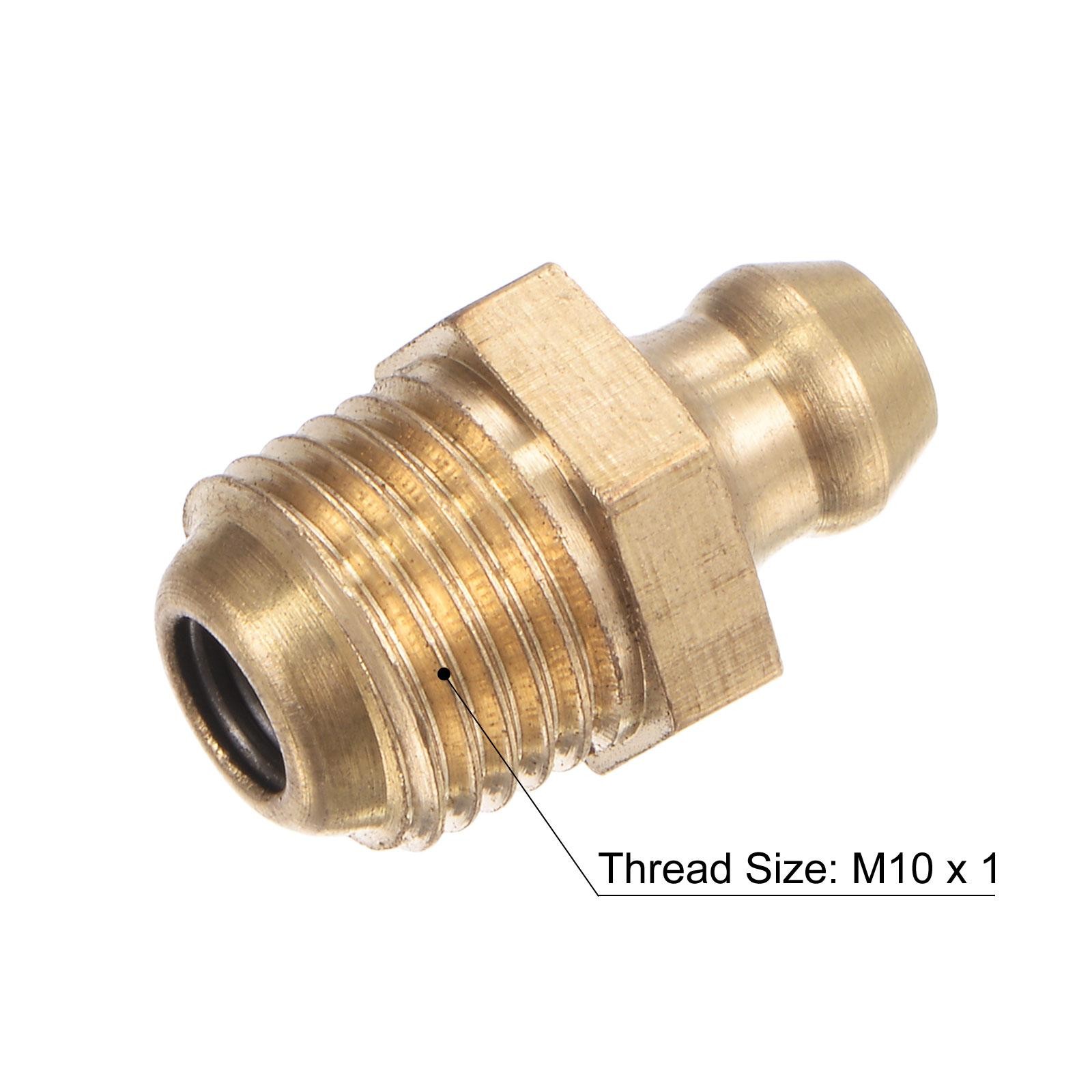 Brass Hydraulic Grease Fitting Assortment M10 x 1mm Thread, 10Pcs