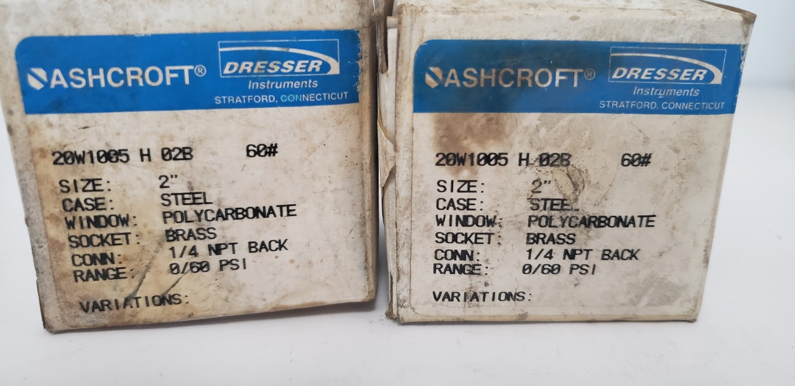 ASHCROFT 20W1005-H-02B 2″ PRESSURE GAUGE, 0/60PSI, 1/4 NPT (LOT OF 2) NIB