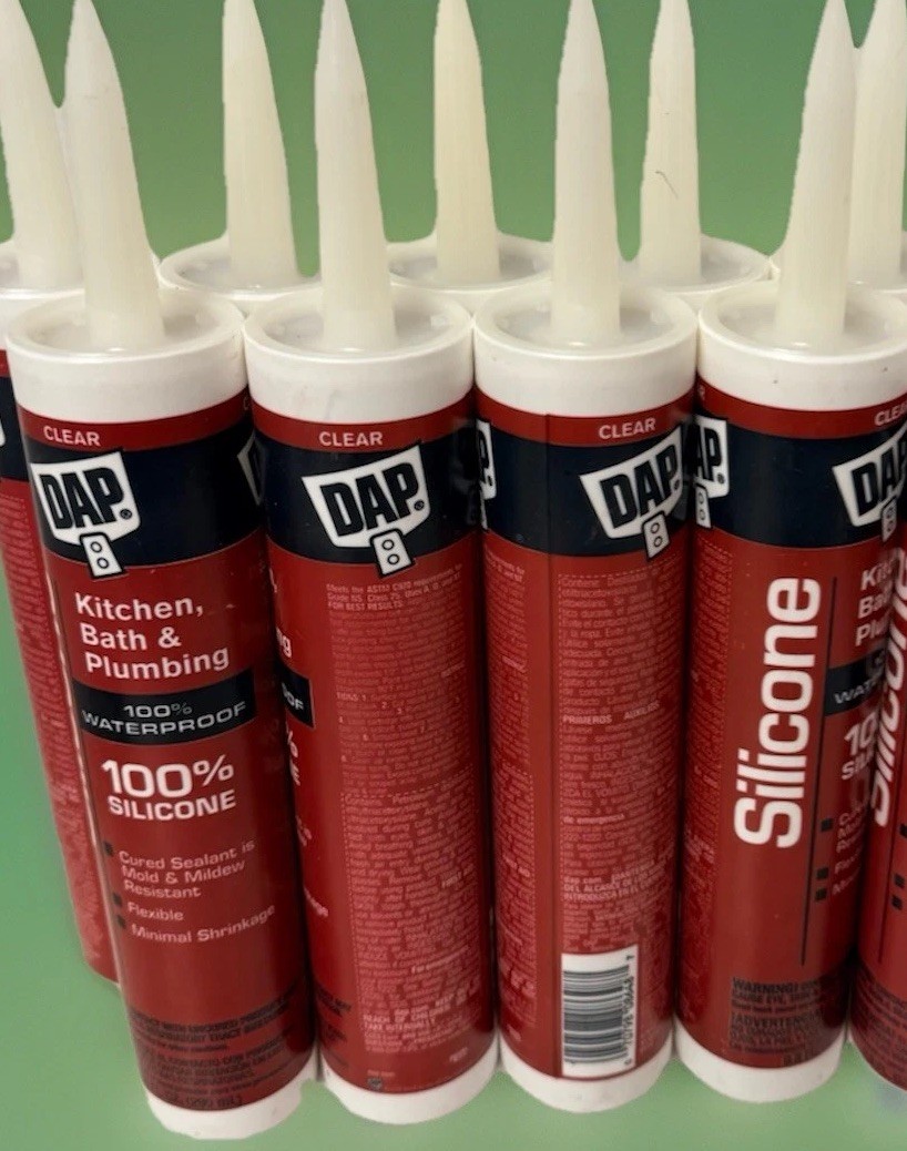 8-DAP 100% Silicone Clear Sealant 9.8 oz Kitchen Bath Plumbing Waterproof Mold