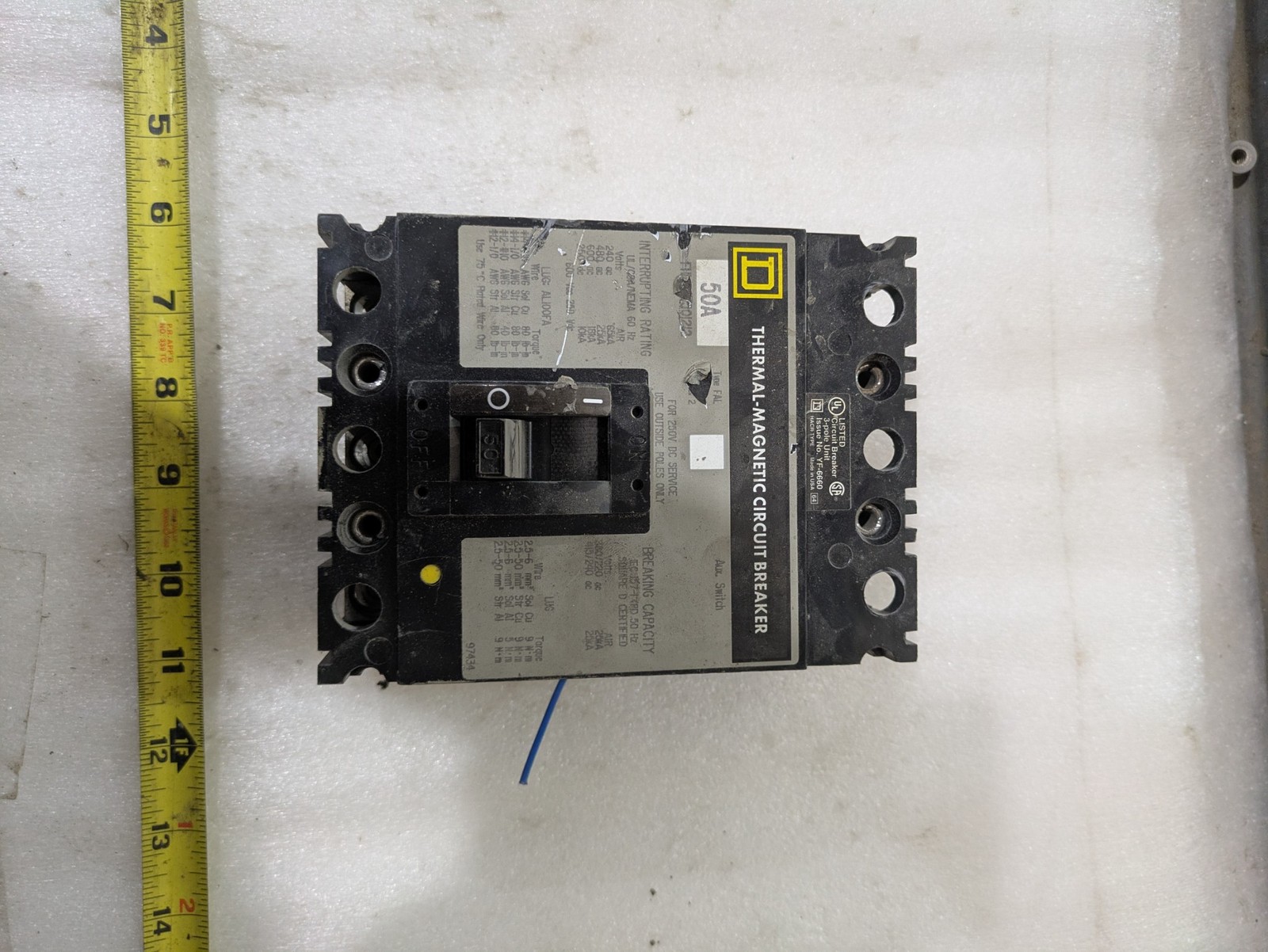 Square D FH36050 50A 600VAC 3-Pole I-Line Thermal Magnetic Circuit Breaker OEM