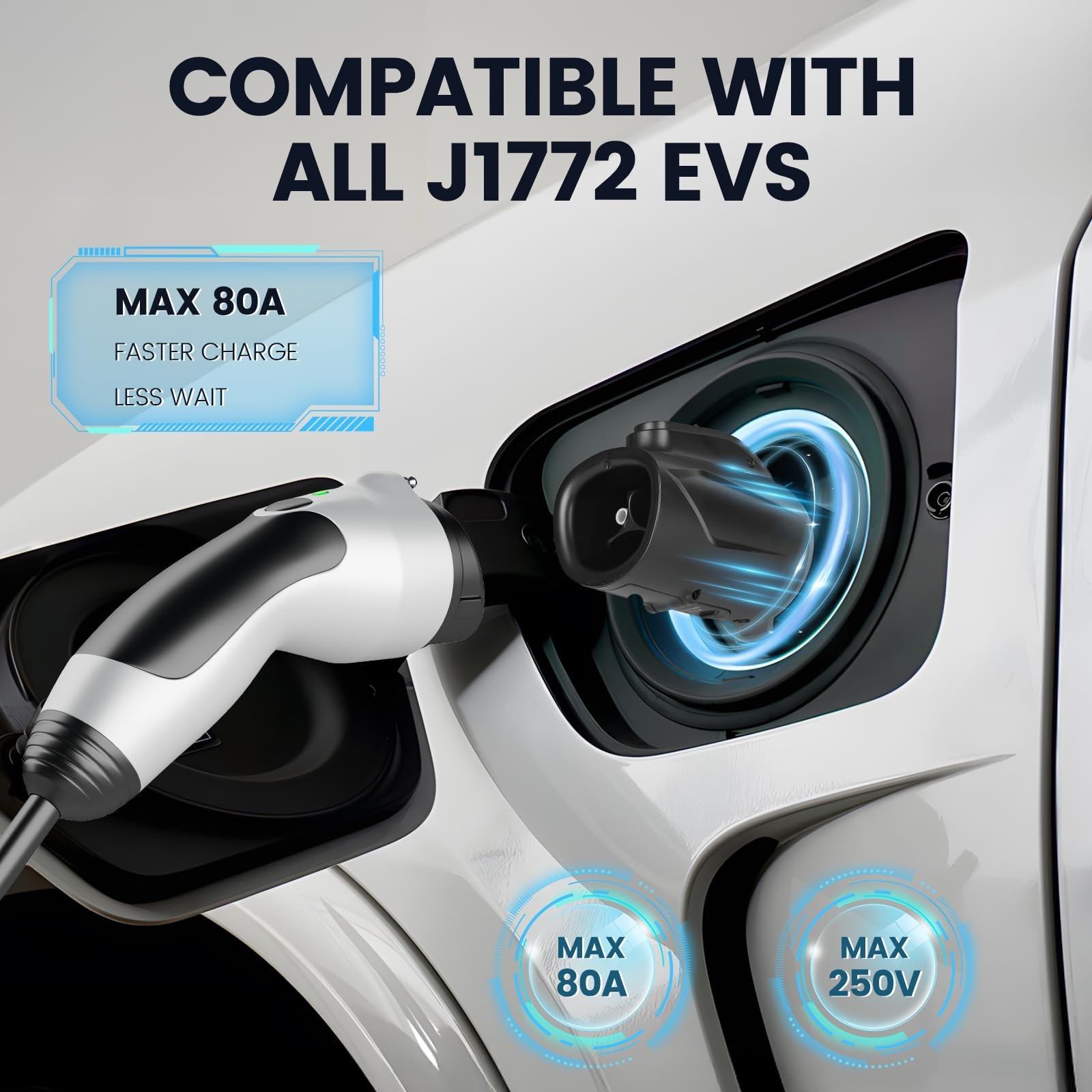 Tesla to J1772 Adapter for J1772 EVs, Max 80A, 250V, NACS to J1772 Adapter Co…