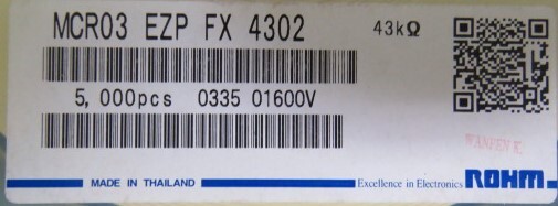 ROHM MCR03EZPFX4302 Qty of 5000 per Lot ROHM MCR03EZPFX4302