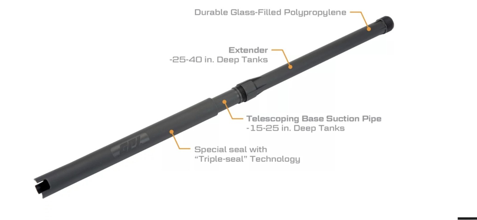 GPI Adjustable Suction Pipe 15 to 53 in., 1 in. NPT (1x FREE Extension PIPE)