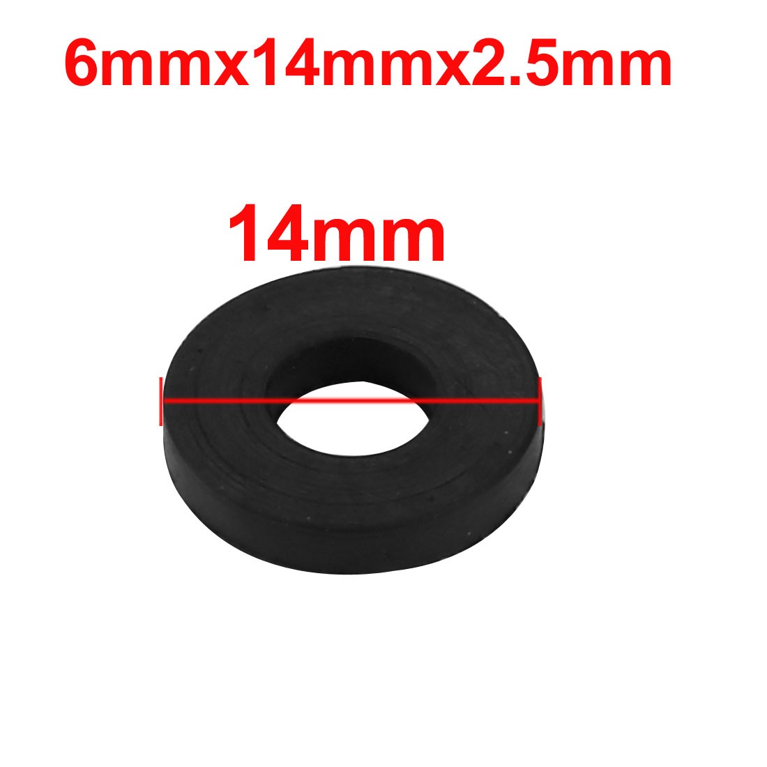 30Pc Black Rubber Round Flat Washer Assortment Size 6x14x2.5mm Flat Washer