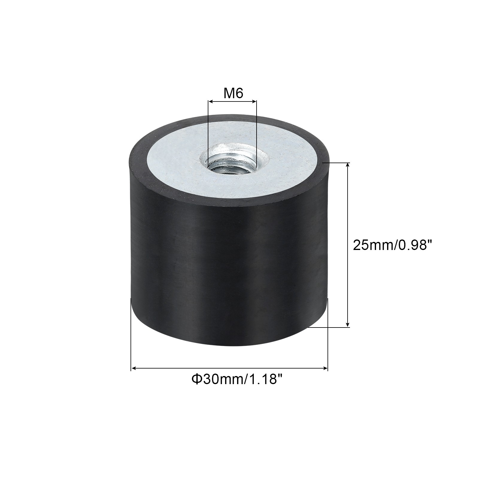 4Pcs 30 x 25mm M8 Thread Female Rubber Mounts, Silent Block Base Block