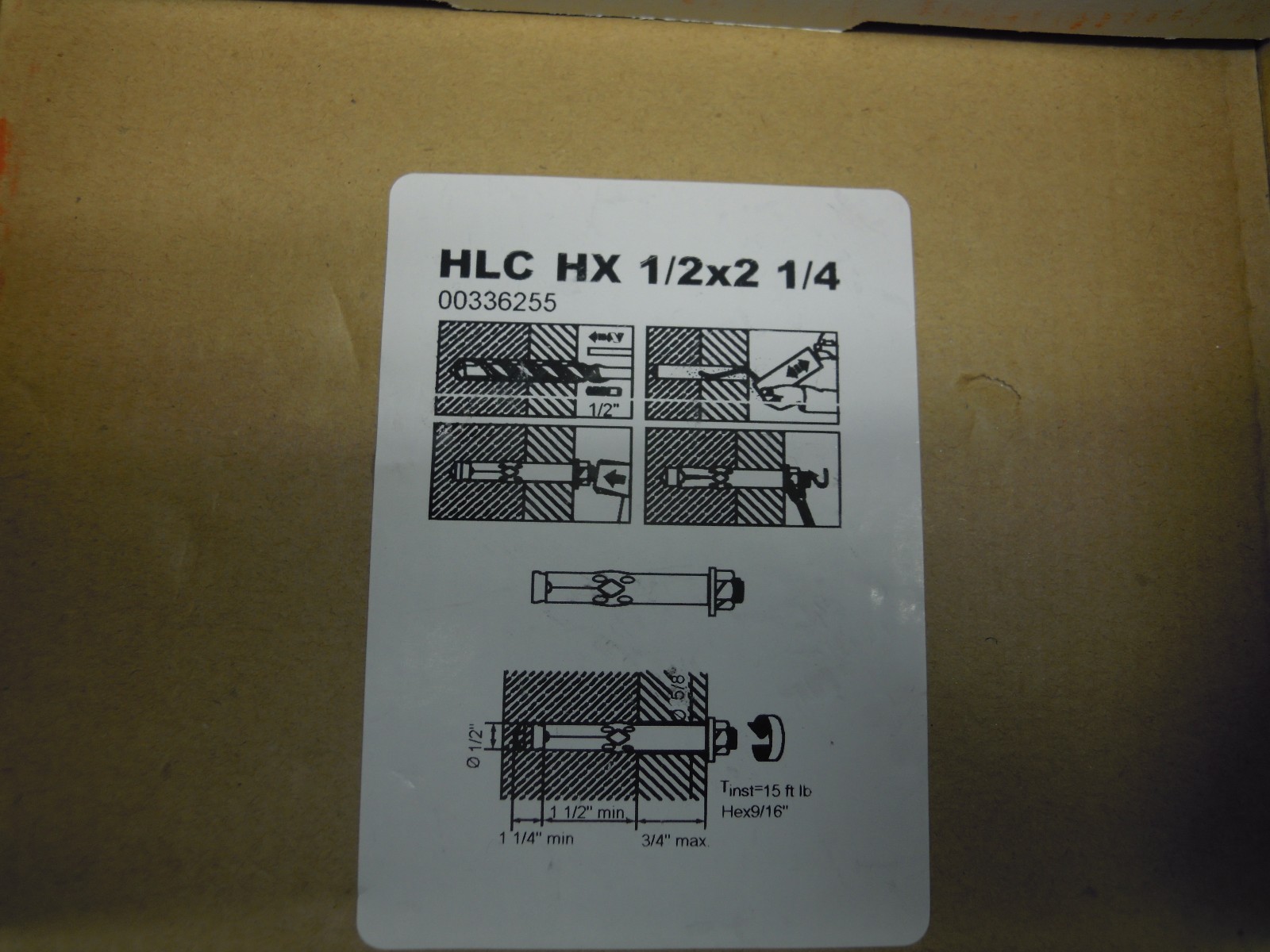 10 X HILTI HLC-HX 1/2 X 2 1/4 SLEEVE ANCHOR ZINC PLATED 00336255 ***NEW
