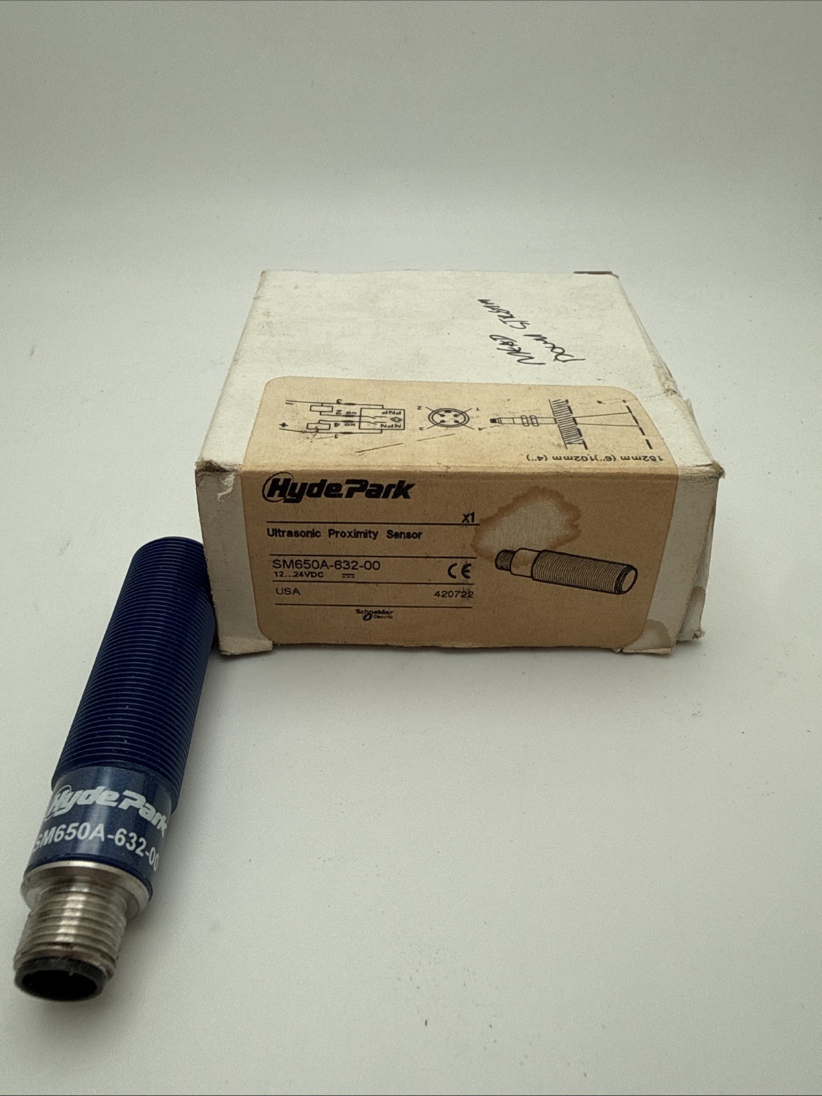 NEW HYDE PARK SM650A-632-00 ULTRASONIC PROXIMITY SENSOR 12-24VDC