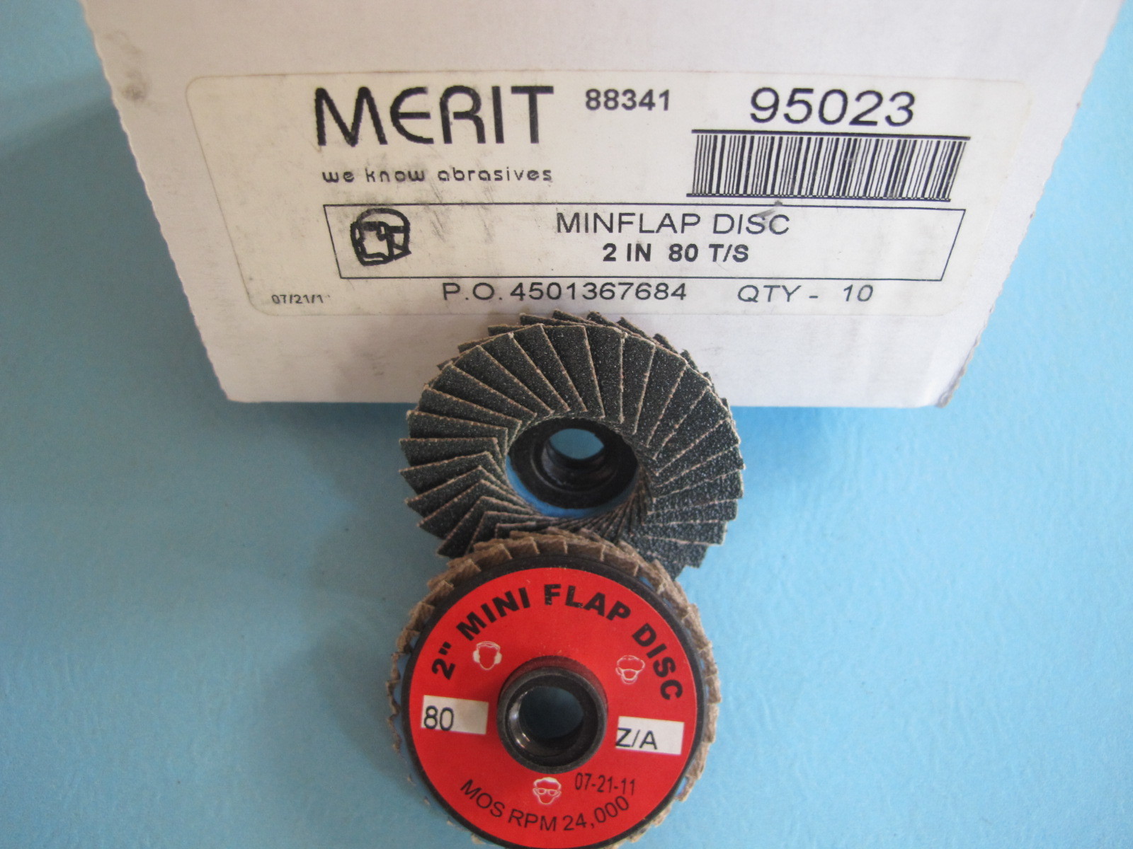 (10) Merit 2″ Mini Flap Disc ABRASIVE 95023 80 Grit Type II Zirconia DISCS 10-pc