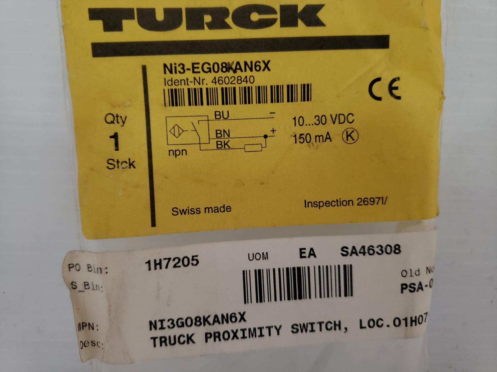 TURCK NI3-EG08K-AP6X INDUCTIVE PROXIMITY SENSOR NPN 10-30 VDC NIB