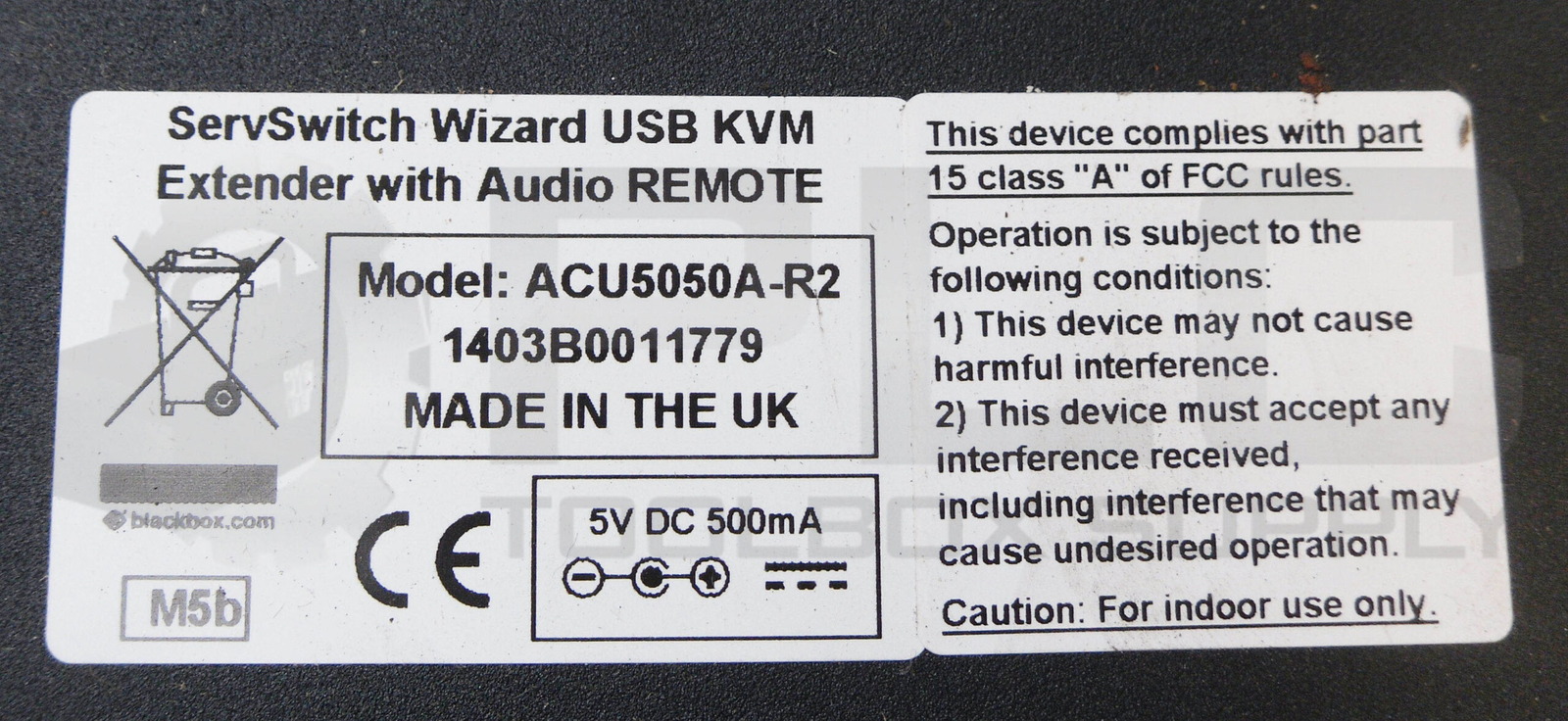 NEW BLACK BOX ACU5050A-R2 SERVSWITCH WIZARD VGA/USB 5VDC AUDIO REMOTE