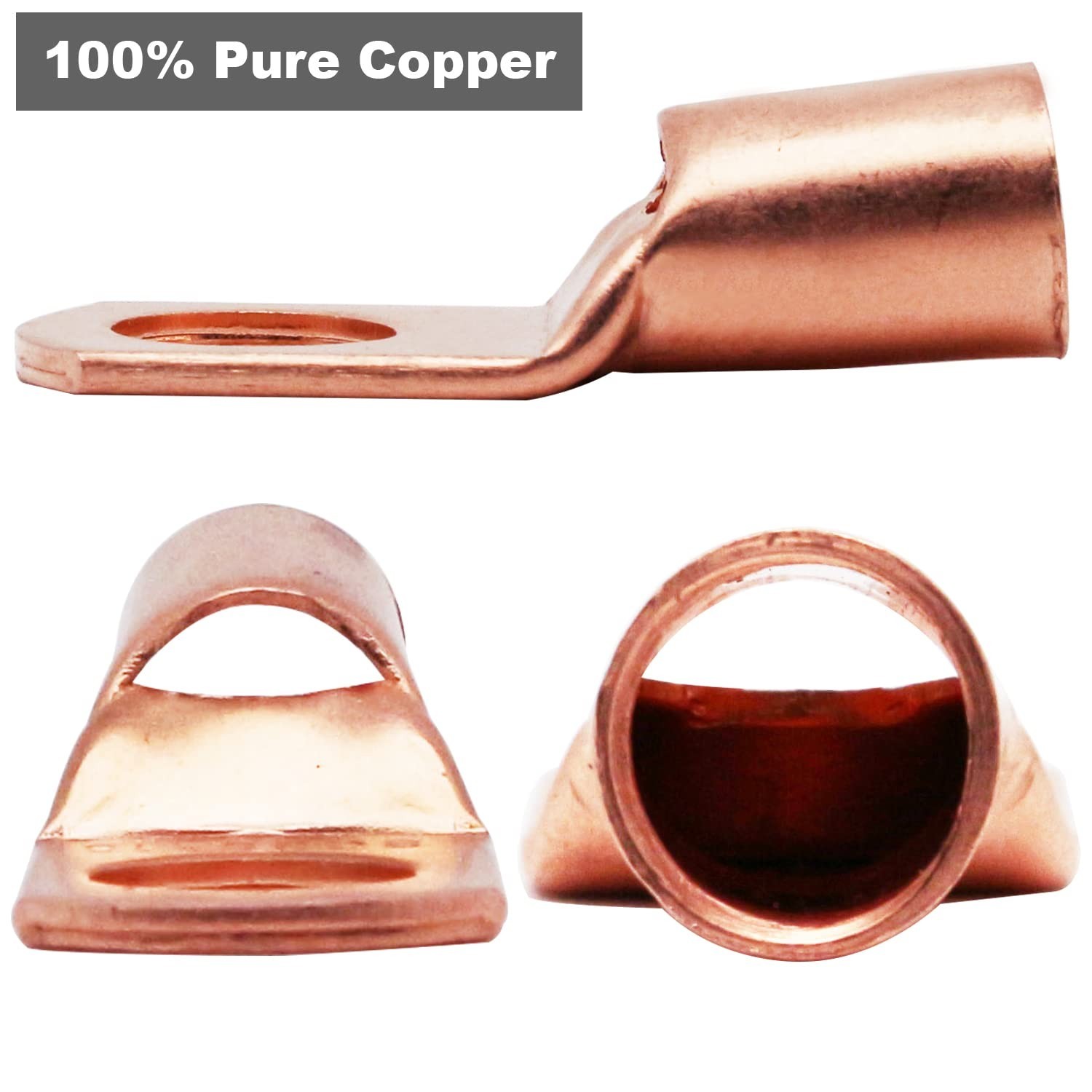 160Pcs Copper Wire Lugs AWG 2 4 6 8 10 12 Kit Battery Cable Ends Ring Terminals