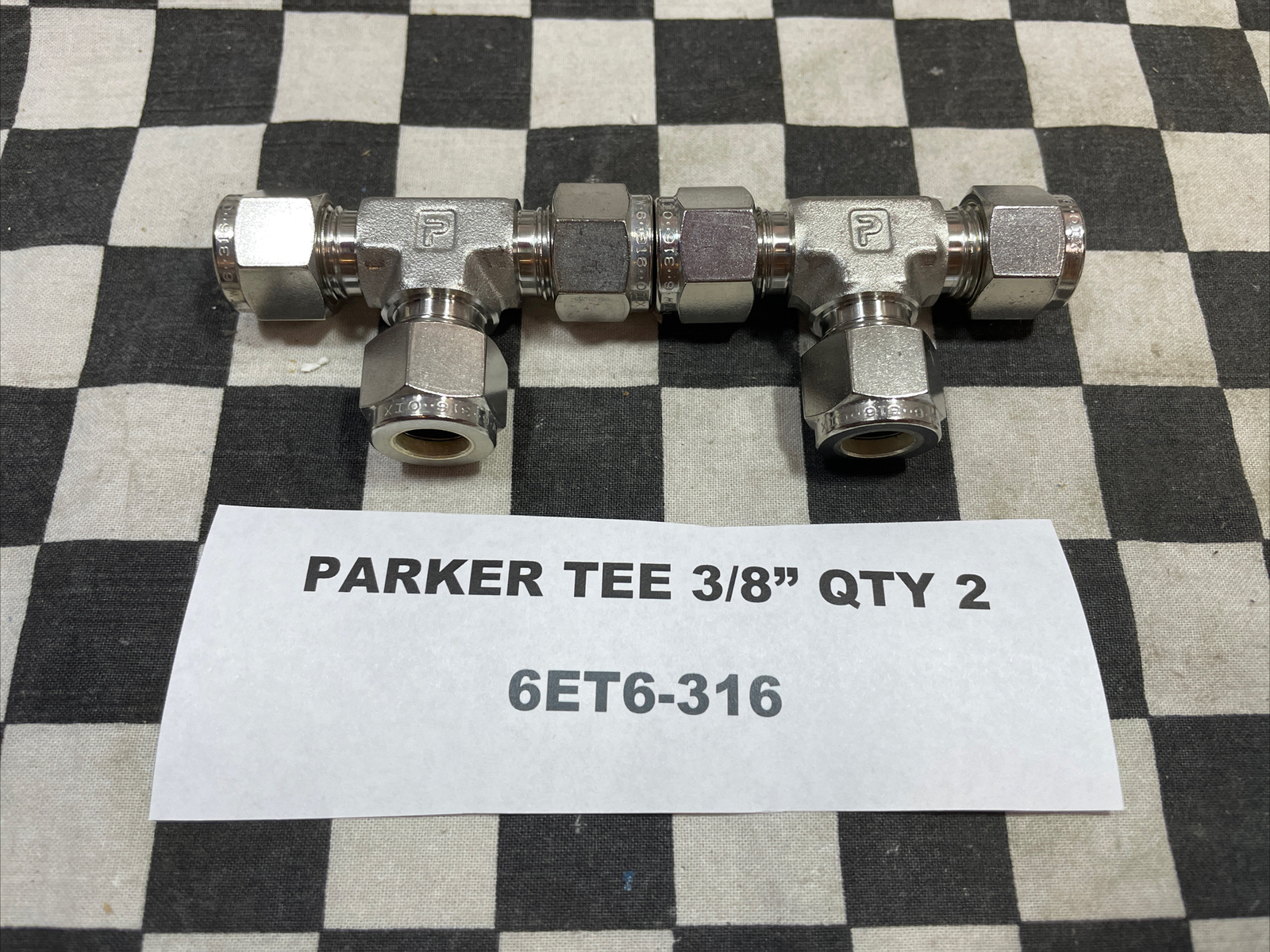 PARKER/SWAGELOK TEE ELBOW UNION 3/8″ 6ET6-316, 6SC6-316, SS-600-9 LOT OF 6#114MH