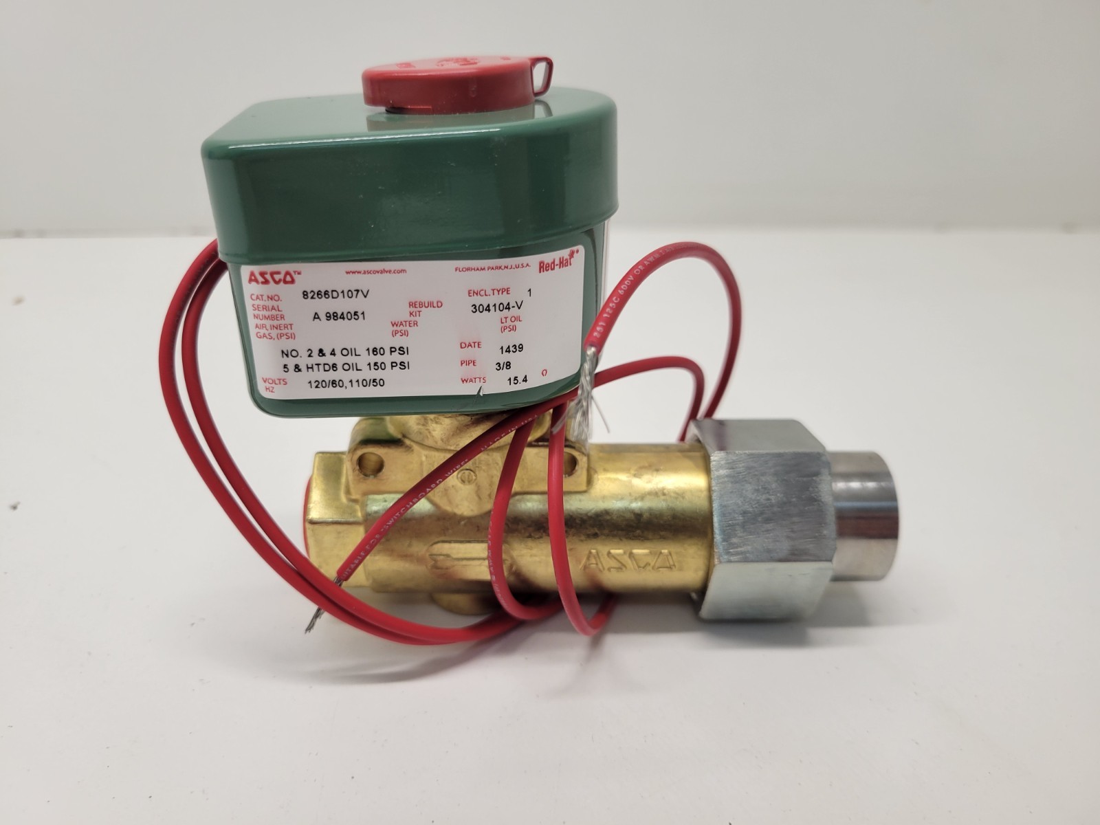 NEW OLD STOCK! ASCO 3/8″ 110/120V 15.4W 150PSI SOLENOID VALVE 8266D107V