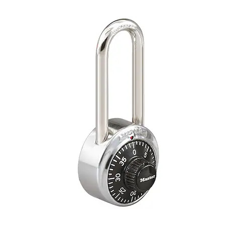 Master Lock 1525Lh Combination Padlock, Front, Black/Silver