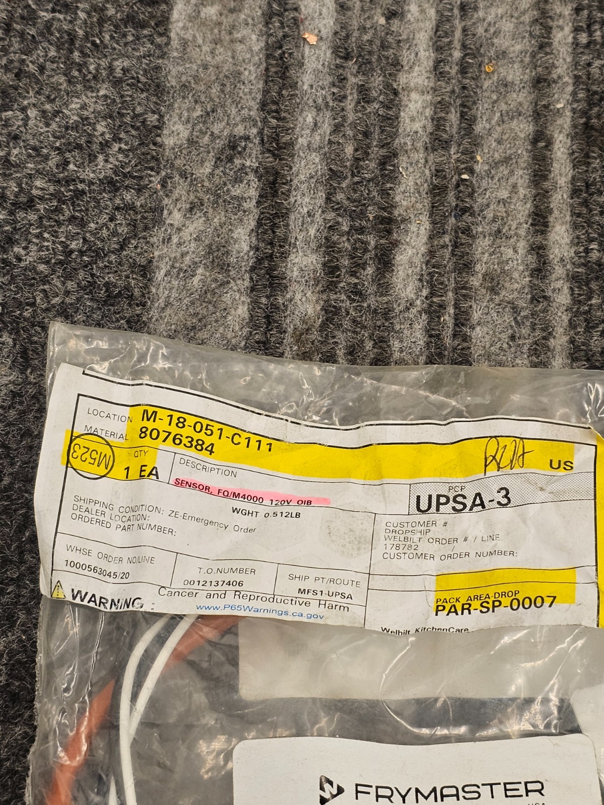 Frymaster 8076384: Sensor FQ/M4000 120V 01B Replacement