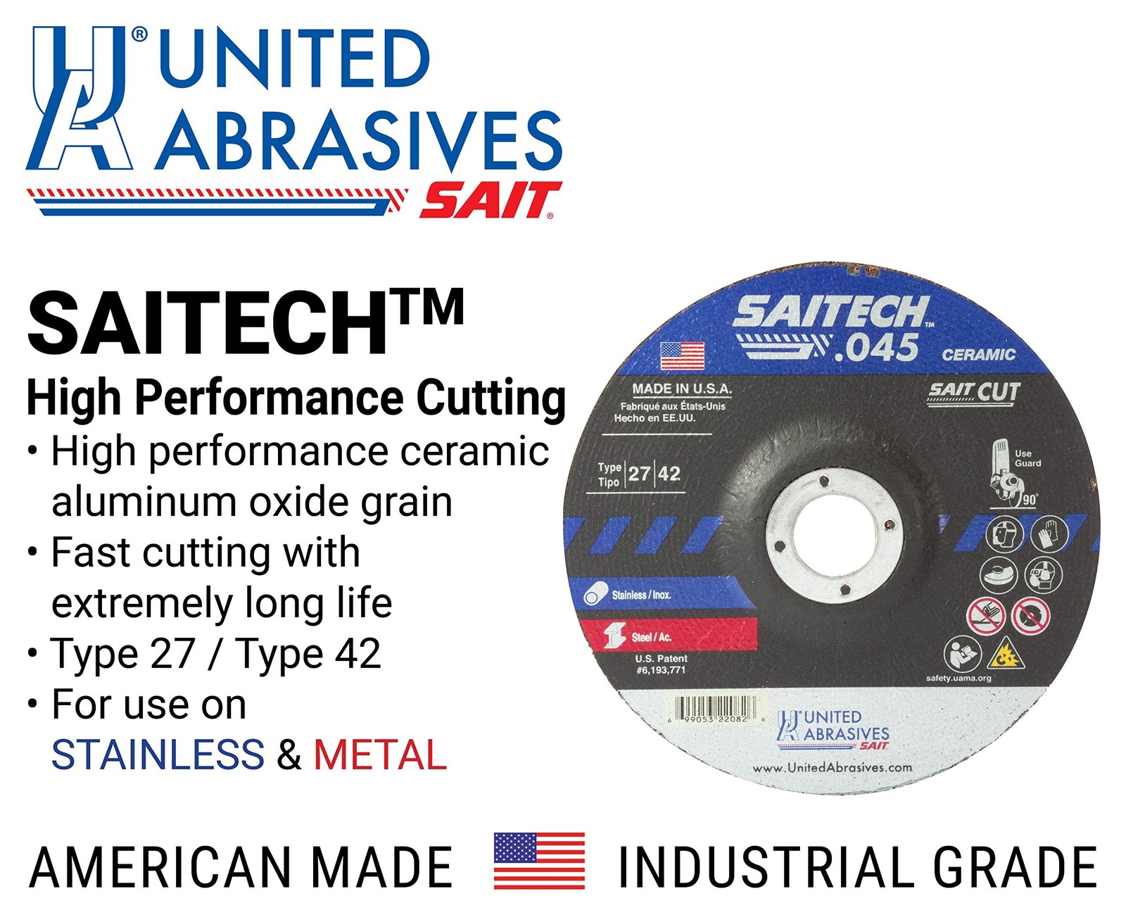 United Abrasives-SAIT 22068 Cut-Off Wheels Depressed Center 4″ x .045″ x 5/8″…