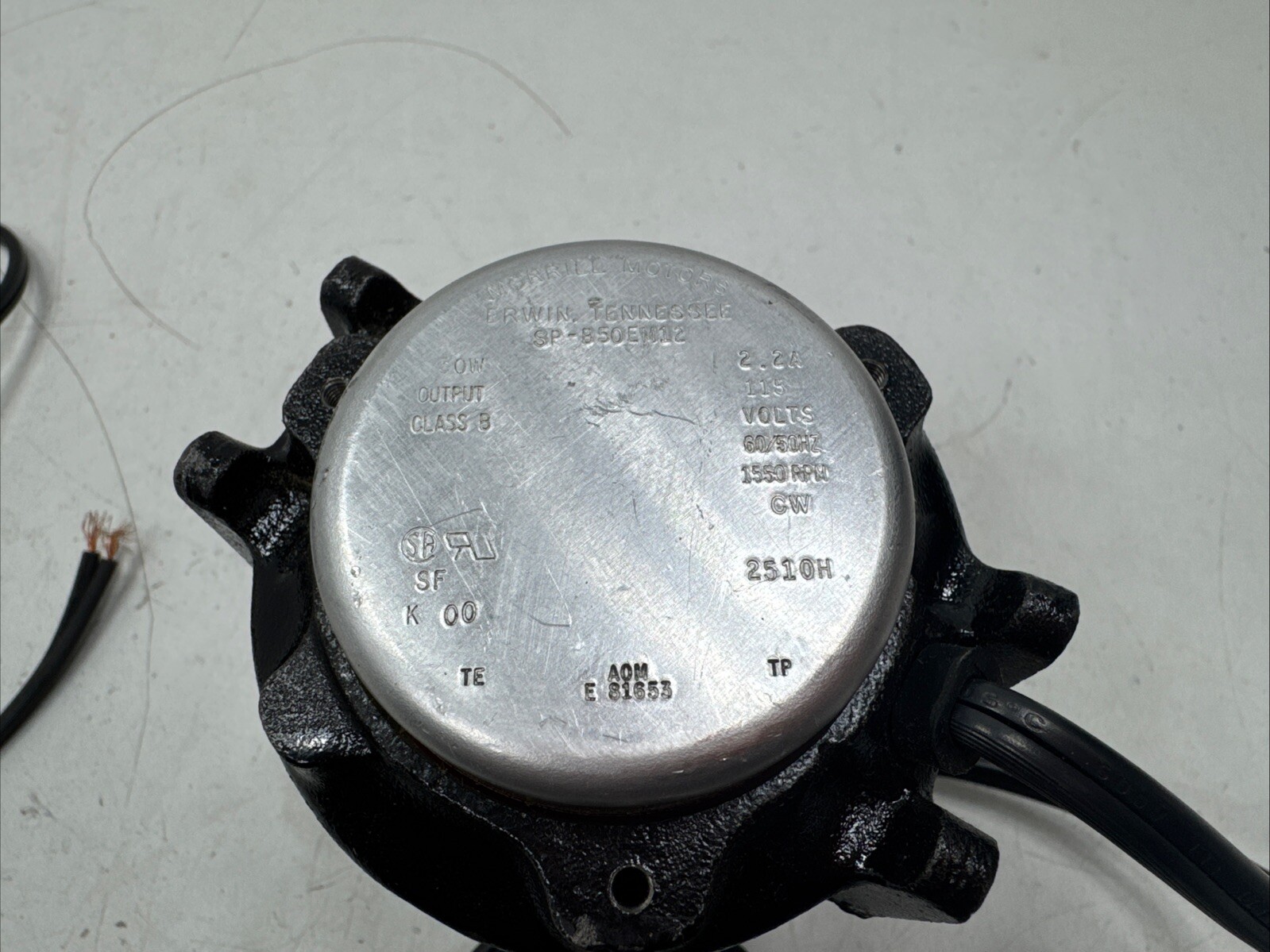 (Qty.2) Morrill Motors SP-B50EM12 Bearing Motors