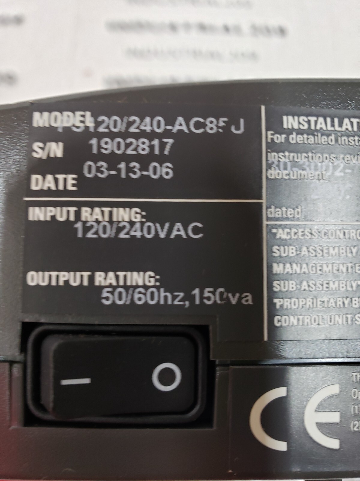 ANDOVER CONTROLS POWER SUPPLY AC 85-U