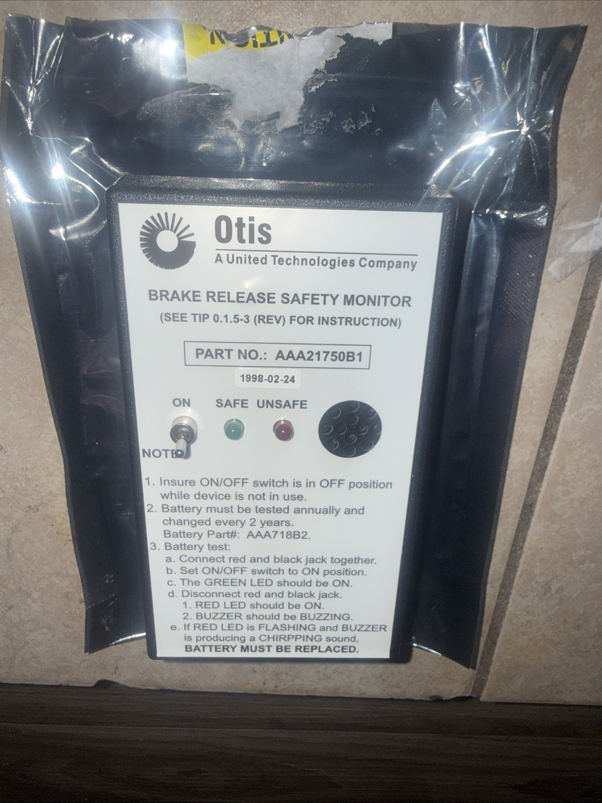 NEW Otis AAA21750B1 Brake Release Safety Monitor (BRSM) for Gen2 Elevators (G2)