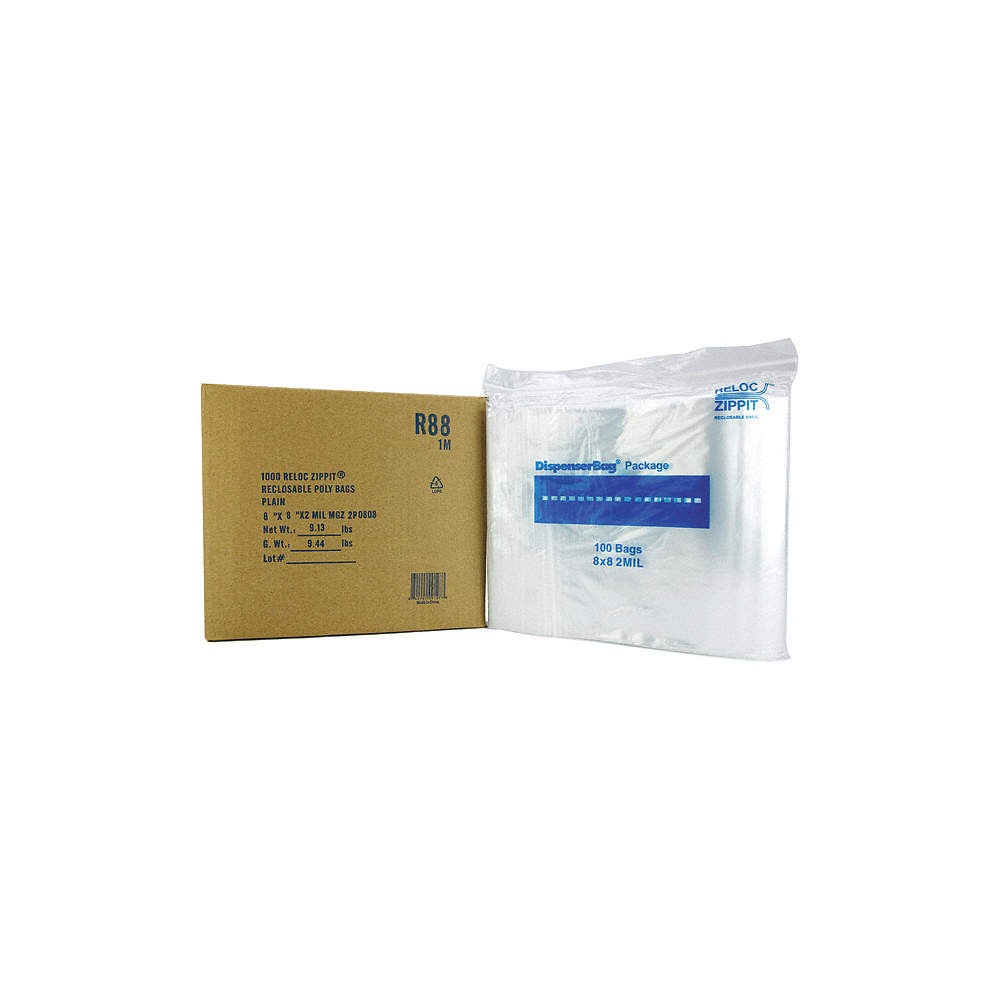 RELOC ZIPPIT R88 Reclosable Poly Bag,Zip Seal,PK1000 38UV30