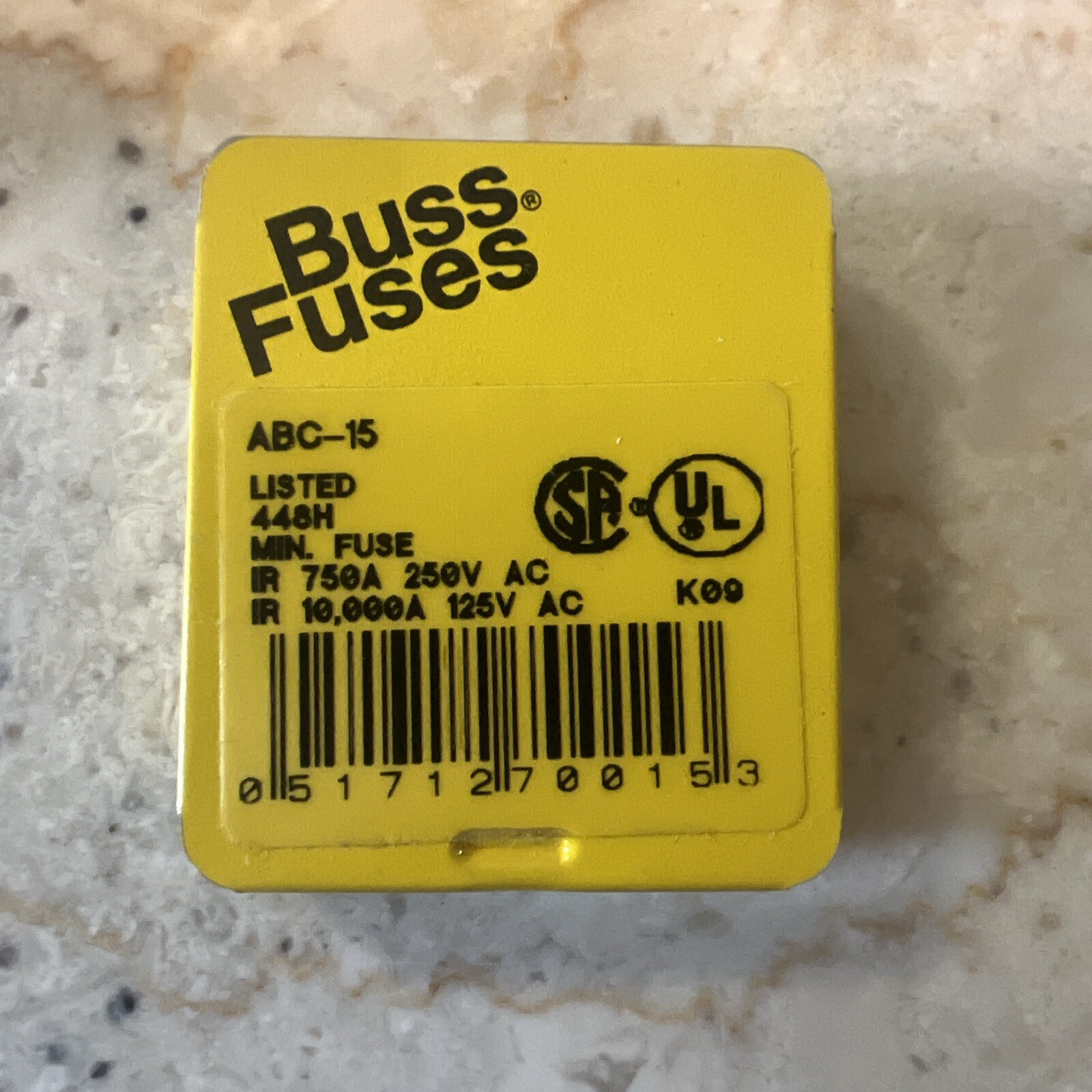 Cooper Bussmann ABC-15 750A- 250V /10,000-125V Ceramic Fuse – Box of 5