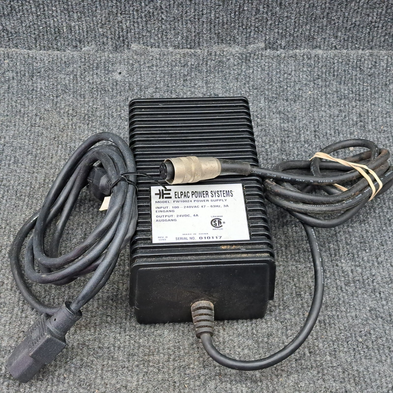 ELPAC POWER SYSTEMS FW10024 Power Supply Input 100-240VAD to Output 24VDC, 4A