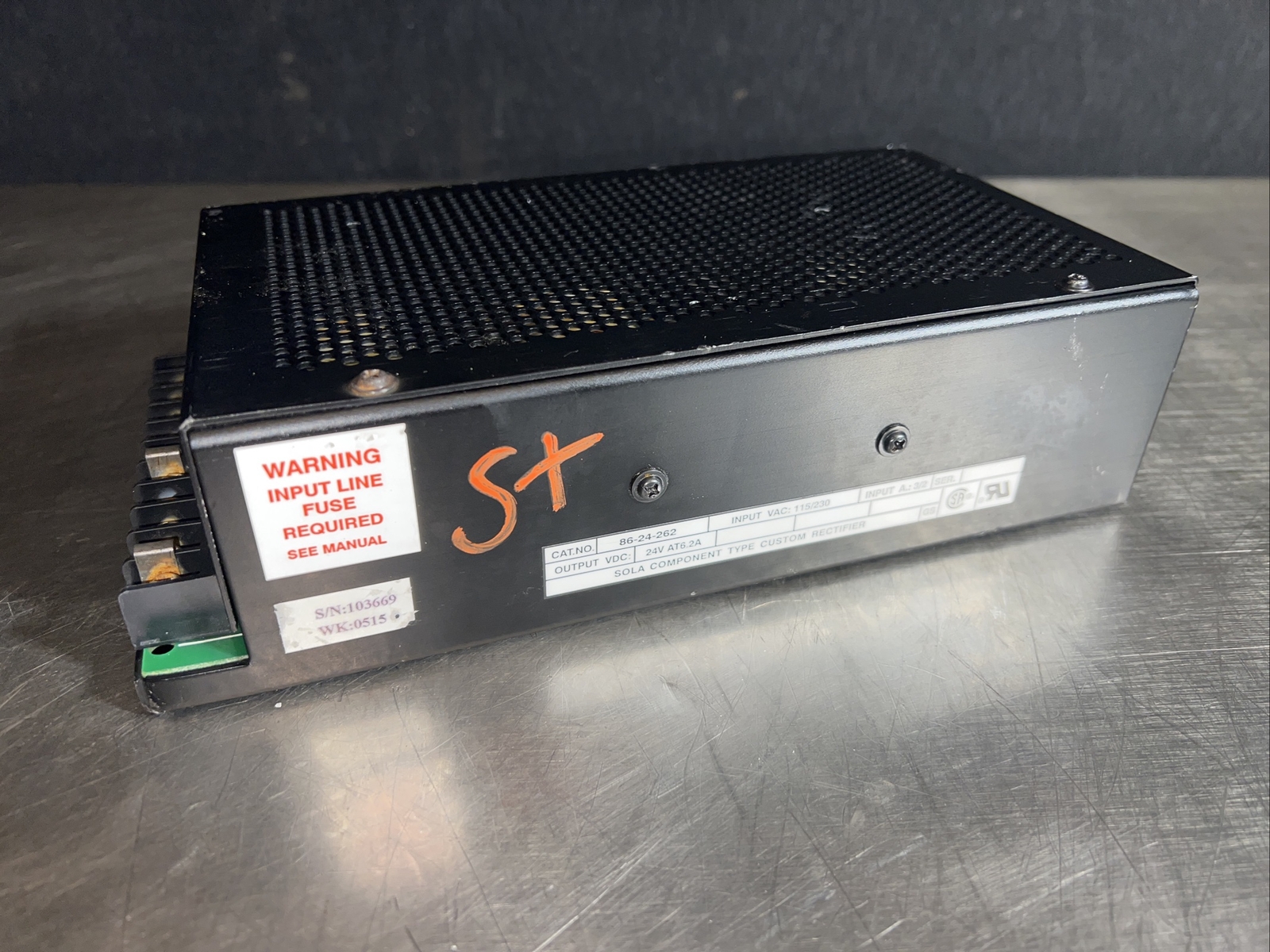SOLA 86-24-262 COMPONENT TYPE CUSTOM RECTIFIER POWER SUPPLY 24VDC 115/230VAC