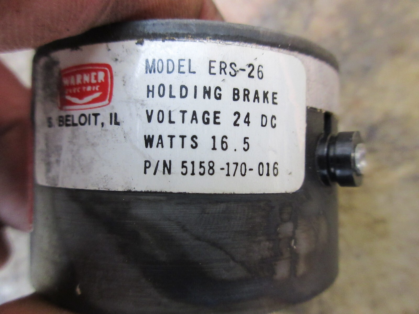 WARNER HOLDING BRAKE ERS-26 VOLTAGE 24 DC WATTS 16.5 5158-170-016 AGIE EDM