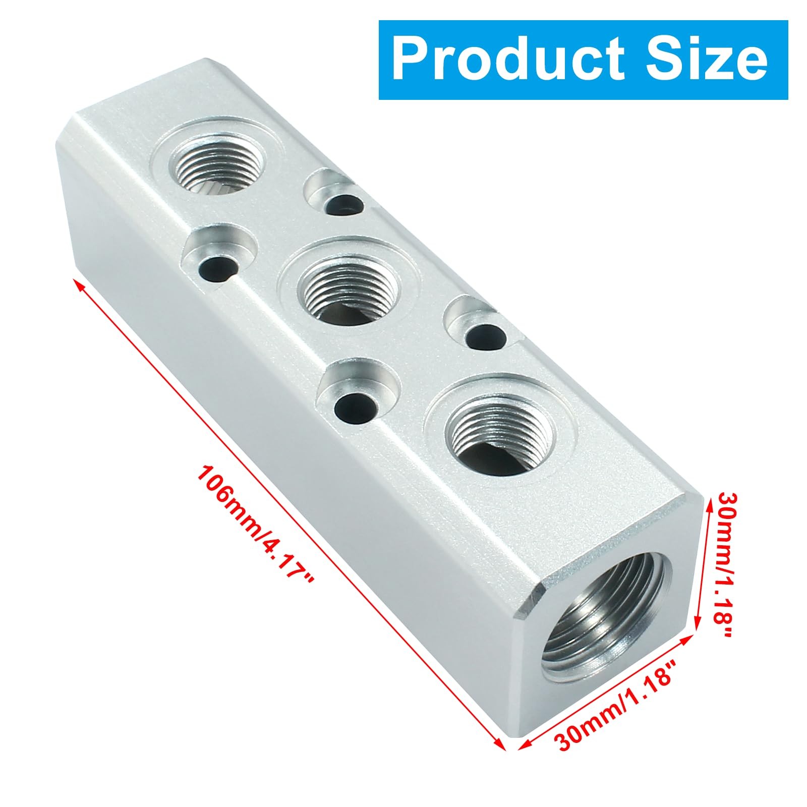 Litoexpe 3 Way Pneumatic Manifold Air Distribution Block, G1/2 Supply Port, G…