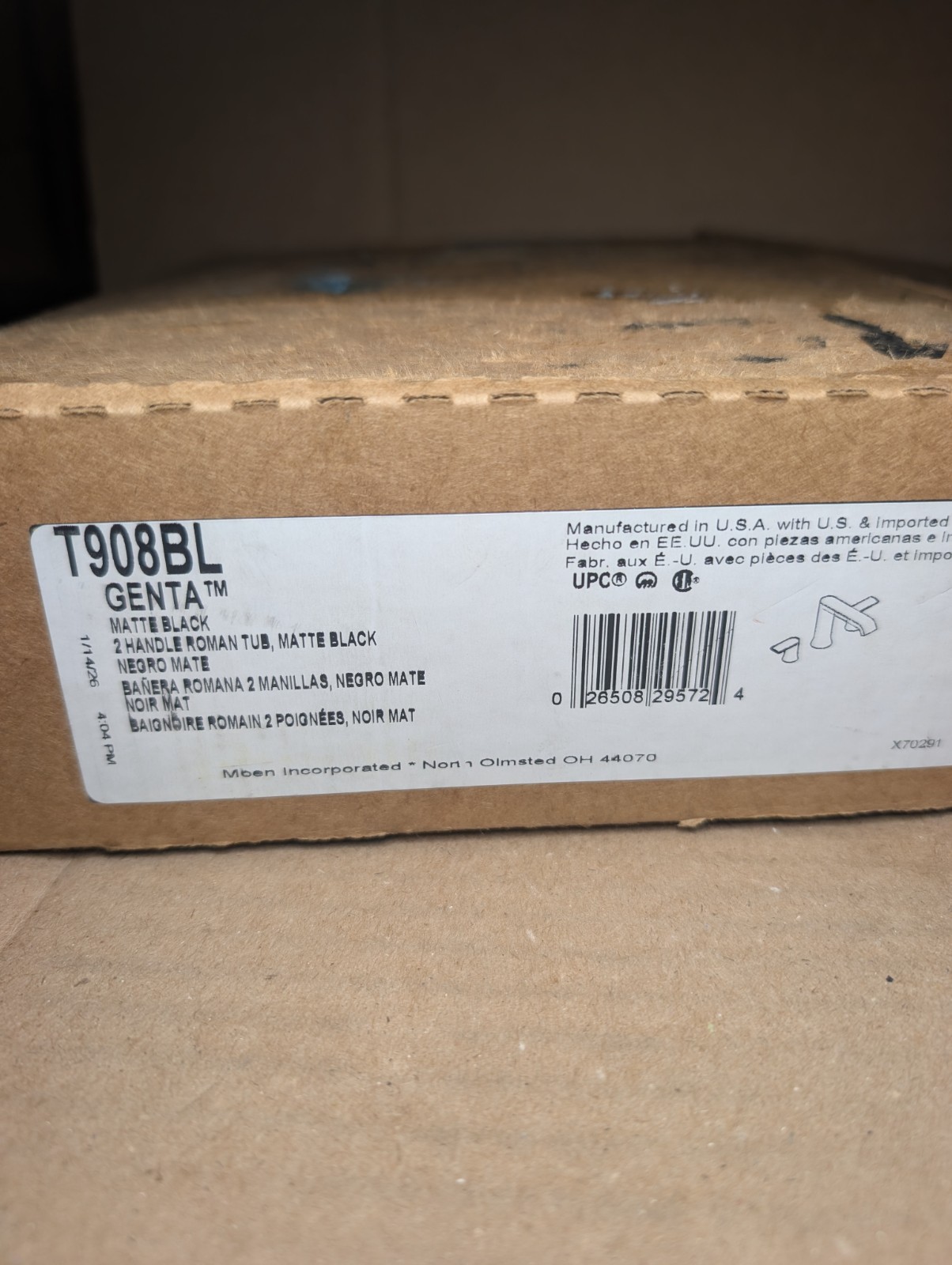Moen T908BL Genta Two Handle Roman Tub Faucet Matte Black Trim Only