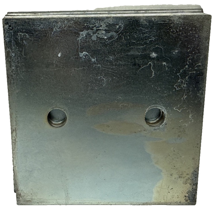 (Lot of 12) 4.25″ Square Shims Zinc Coated, Some Flaws 1mm Thick, 2 holes 7/16″
