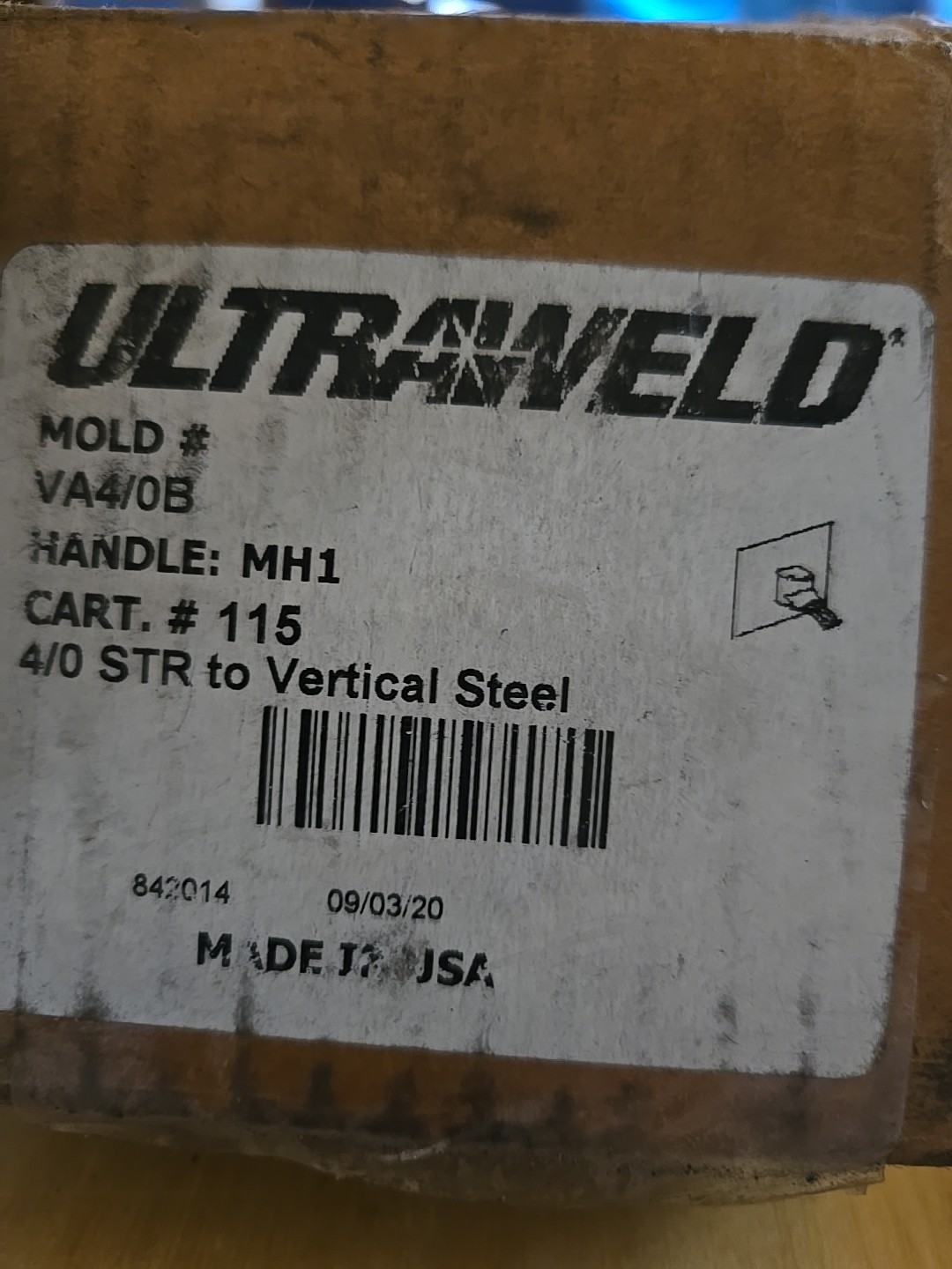 ULTRAWELD VA4/0B 4/0 STR TO VERTICAL STEEL.