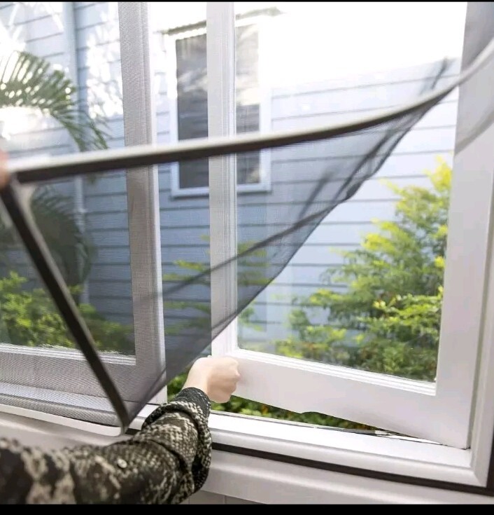 SimpleHome Magnetic Window Screen, Adjustable DIY White Frame Cut To Size New