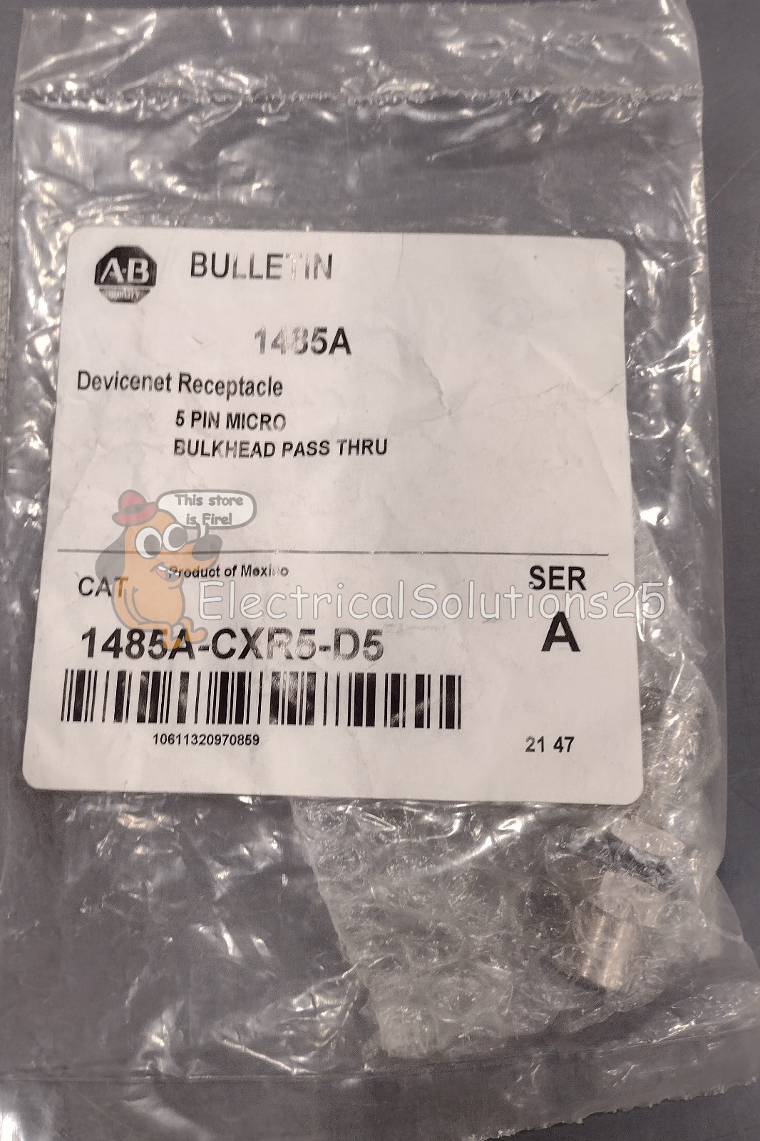New Allen Bradley 1485A-CXR5-D5 Bulkhead Pass Through Connector – Free Shipping