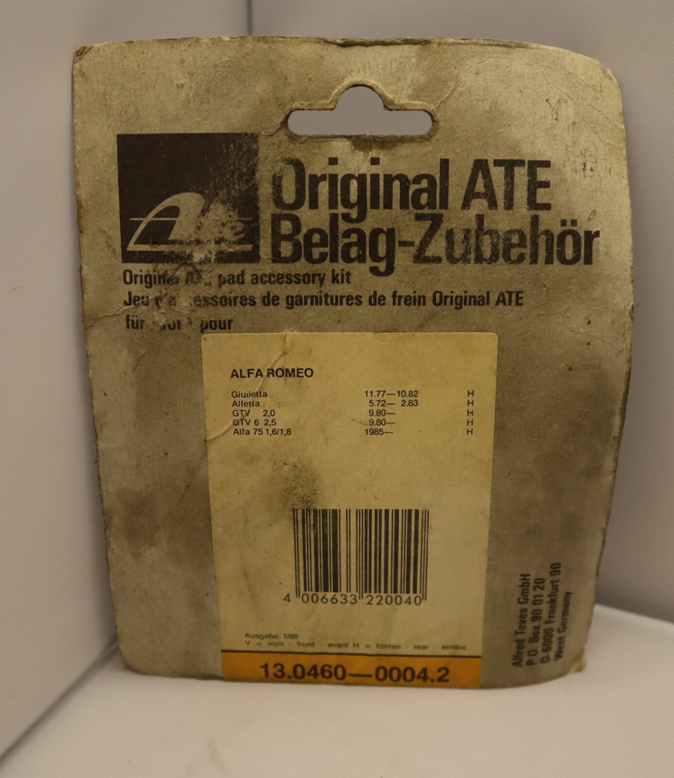 NEW Original ATE 13.0460-0004.2 PAD ACCESSORY KIT