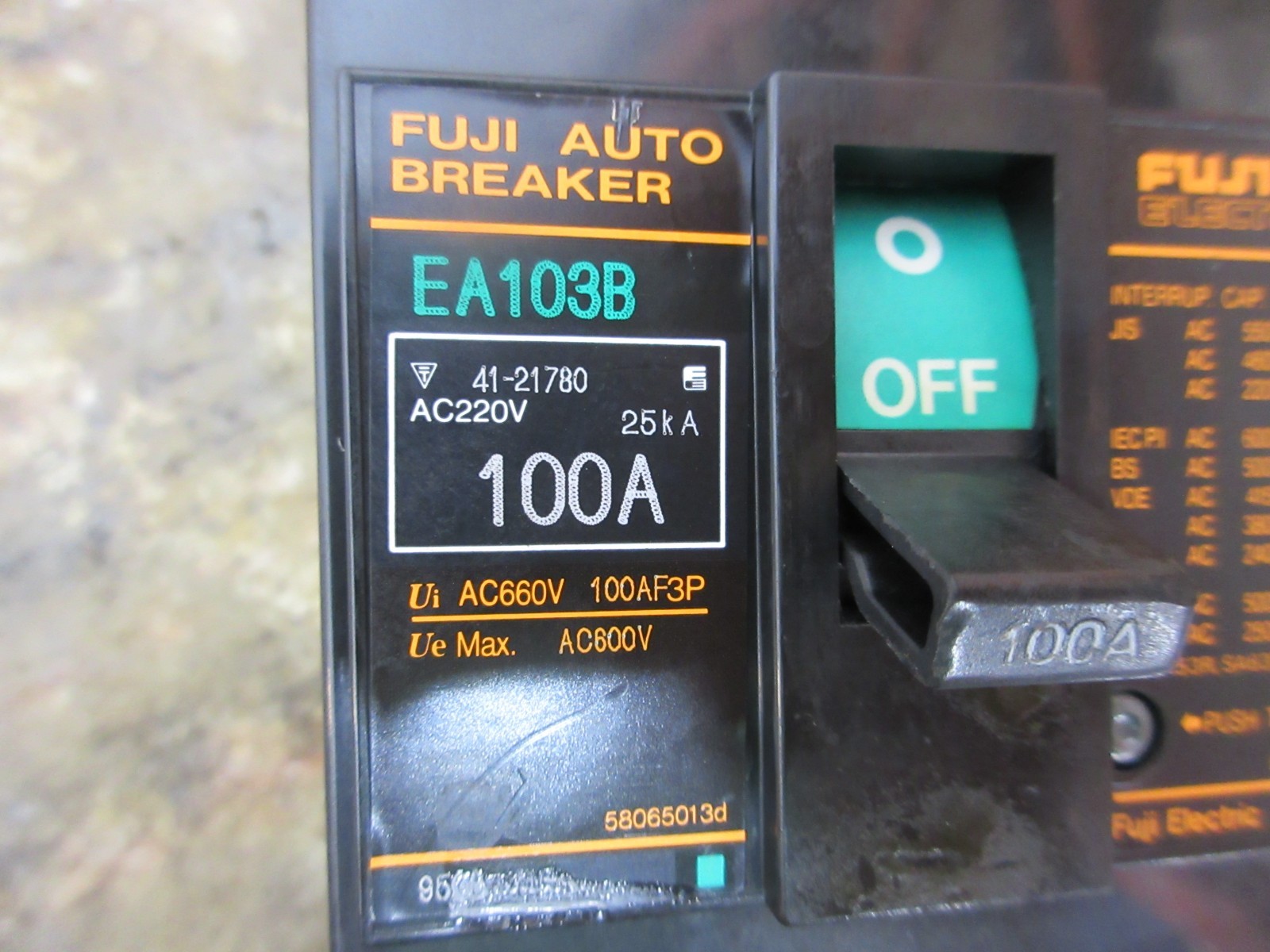 KITAMURA 3X CNC VERTICAL MILL FUJI EA103B 100A 100 AMP BREAKER