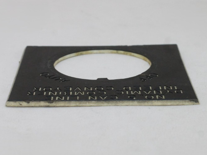 Square “No 5 Can Line Dynamic Combiner Infeed Conveyor -Off – Auto” Legend Plate