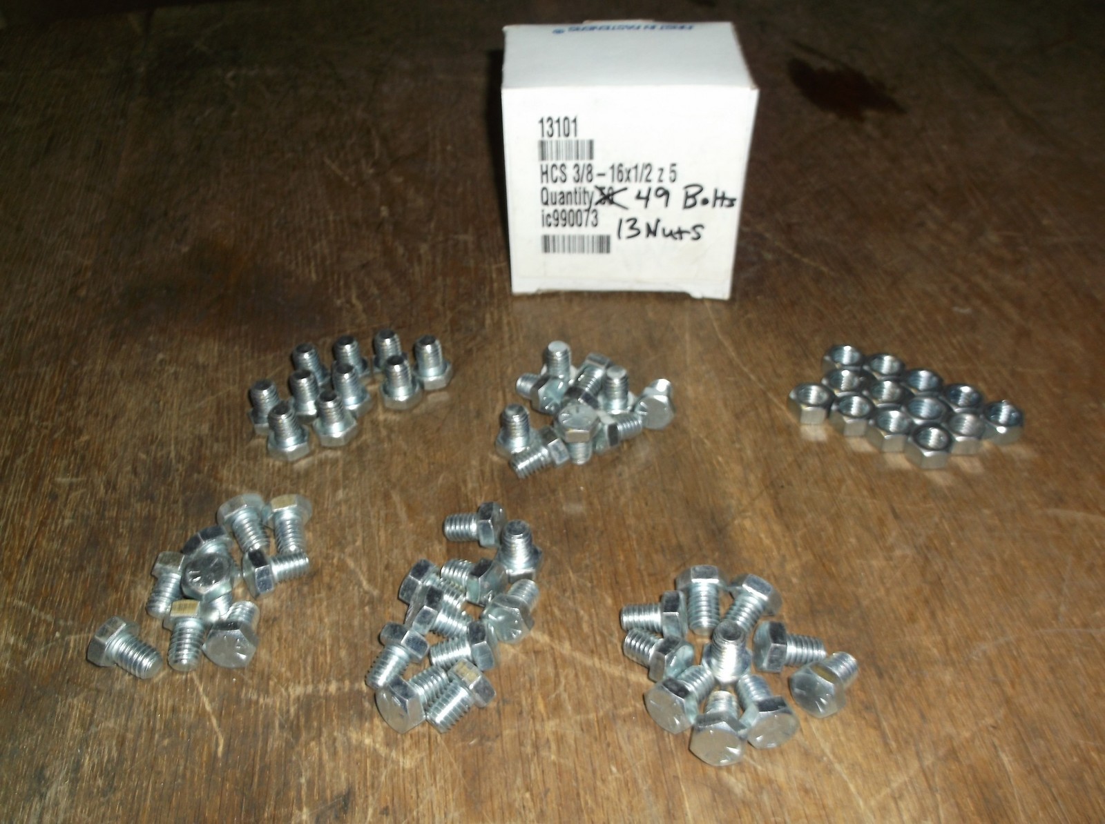 NEW Fastenal 13101 HCS 3/8-16×1/2″ Z5 IC 990073, 49-Bolts, 13-Nuts