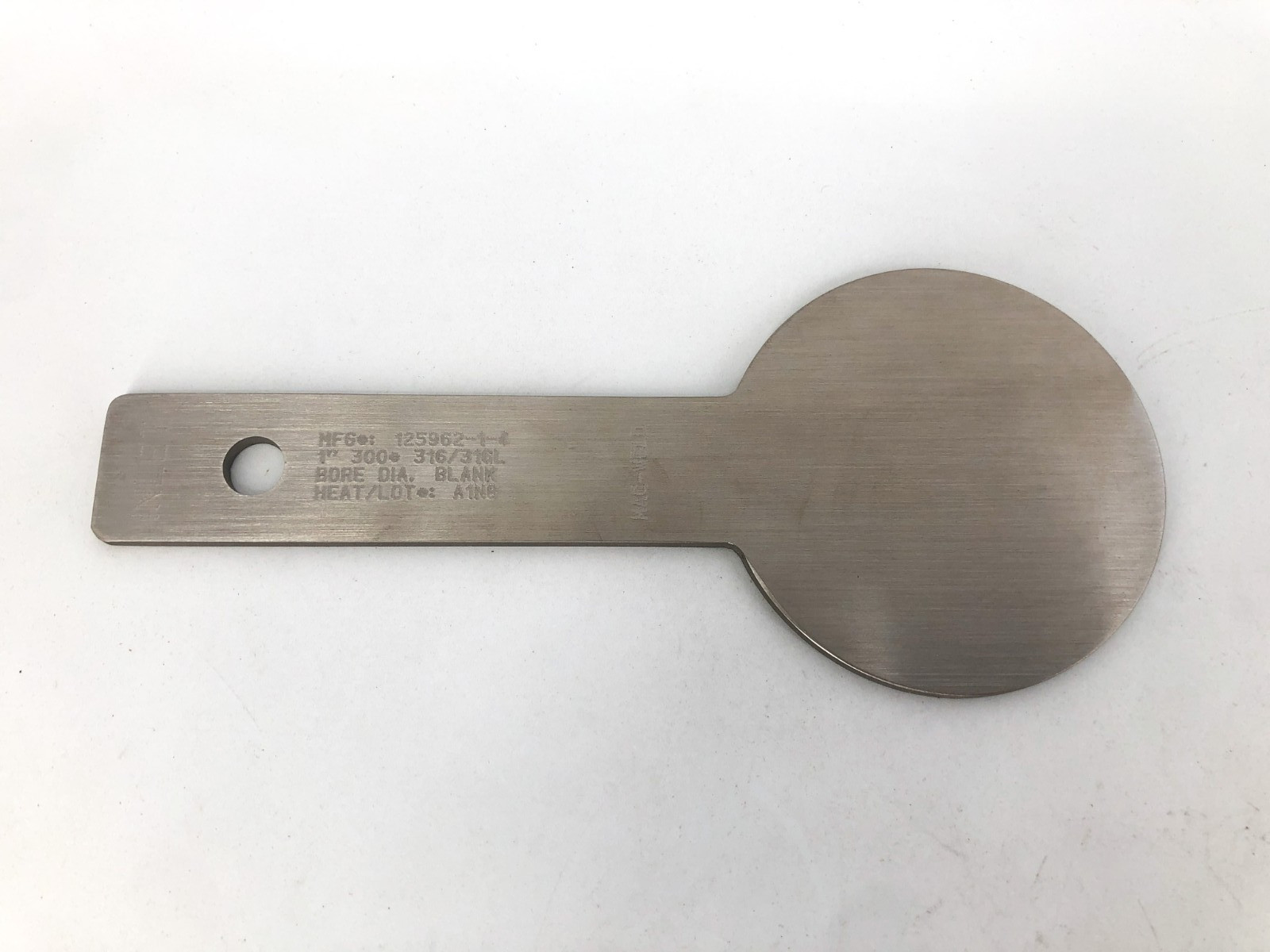 New Mac-Weld 125962-1-4 Orifice Plate Paddle 1″ 300# 316/316L Blank Bore No Box