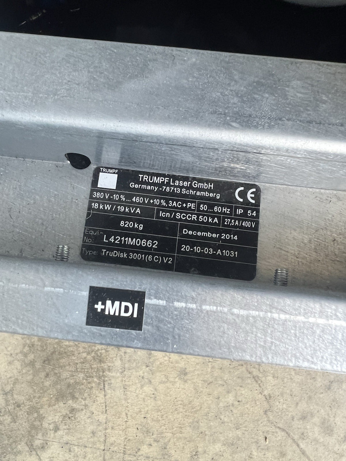2014 Trumpf TruDisk 3001 6C V2 80-3000w 4 mrad Solid State Laser Tested Working
