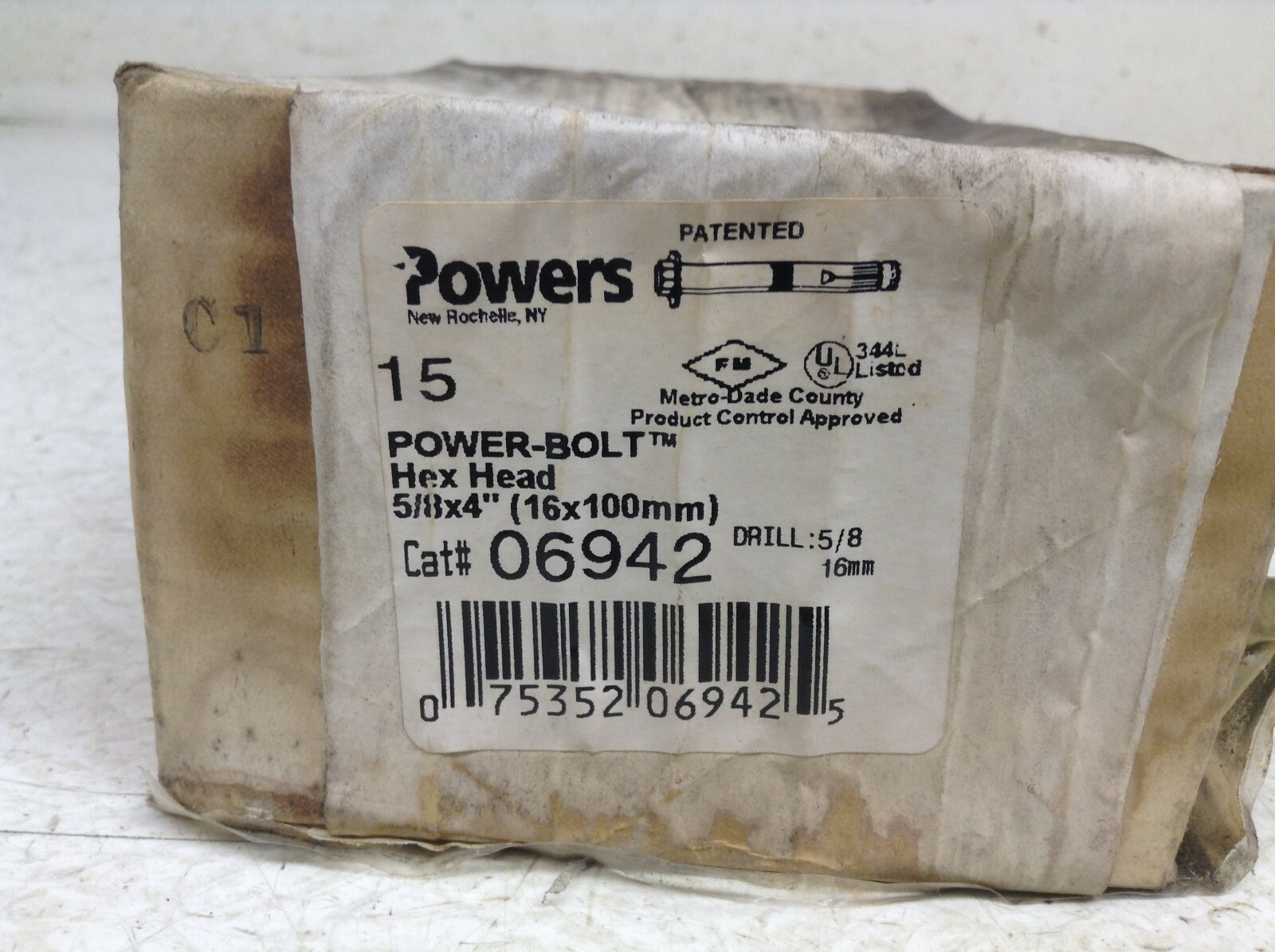 Powers 06942 Power-Bolts Sleeve Anchors 5/8″ X 4″ 16 x 100 mm Box of 15 New (TSC