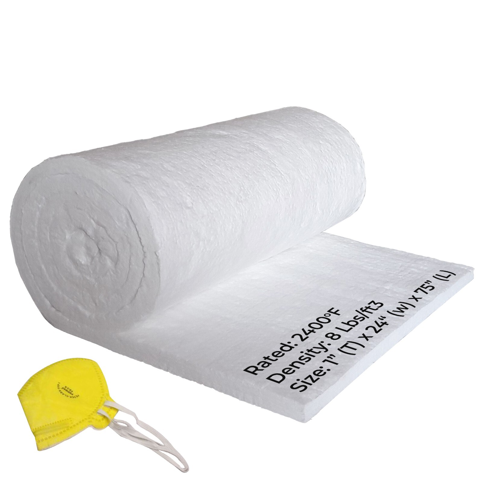 Ceramic Fiber Blanket Thermal Insulation Wool 2400F 8# 1″ x 24″x 6.20 FEET