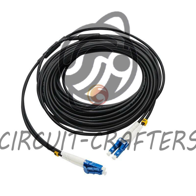 40M Black Armored Fiber Cable Duplex Fiber Optic Patch Cord LC-LC UPC SM 9/125