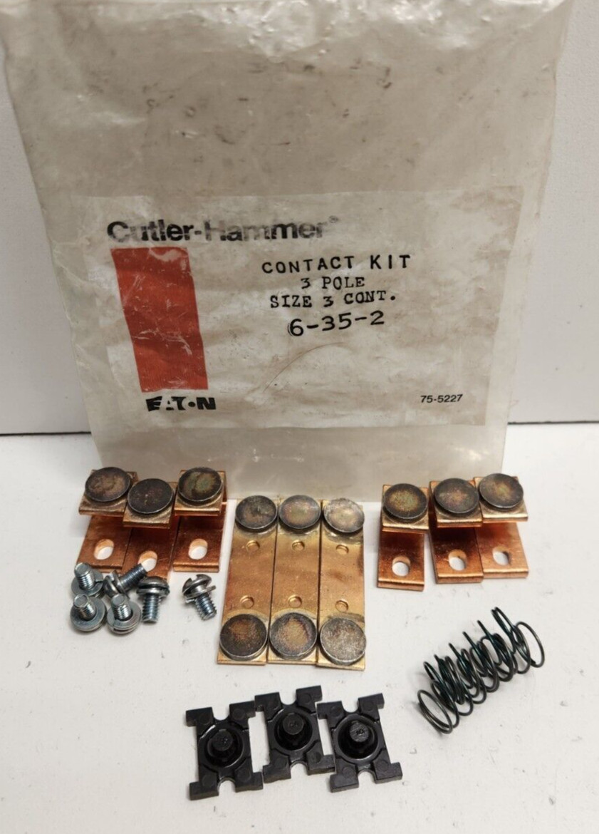 NEW IN BAG! CUTLER-HAMMER 600V 3-POLE CONTACT KIT 6-35-2