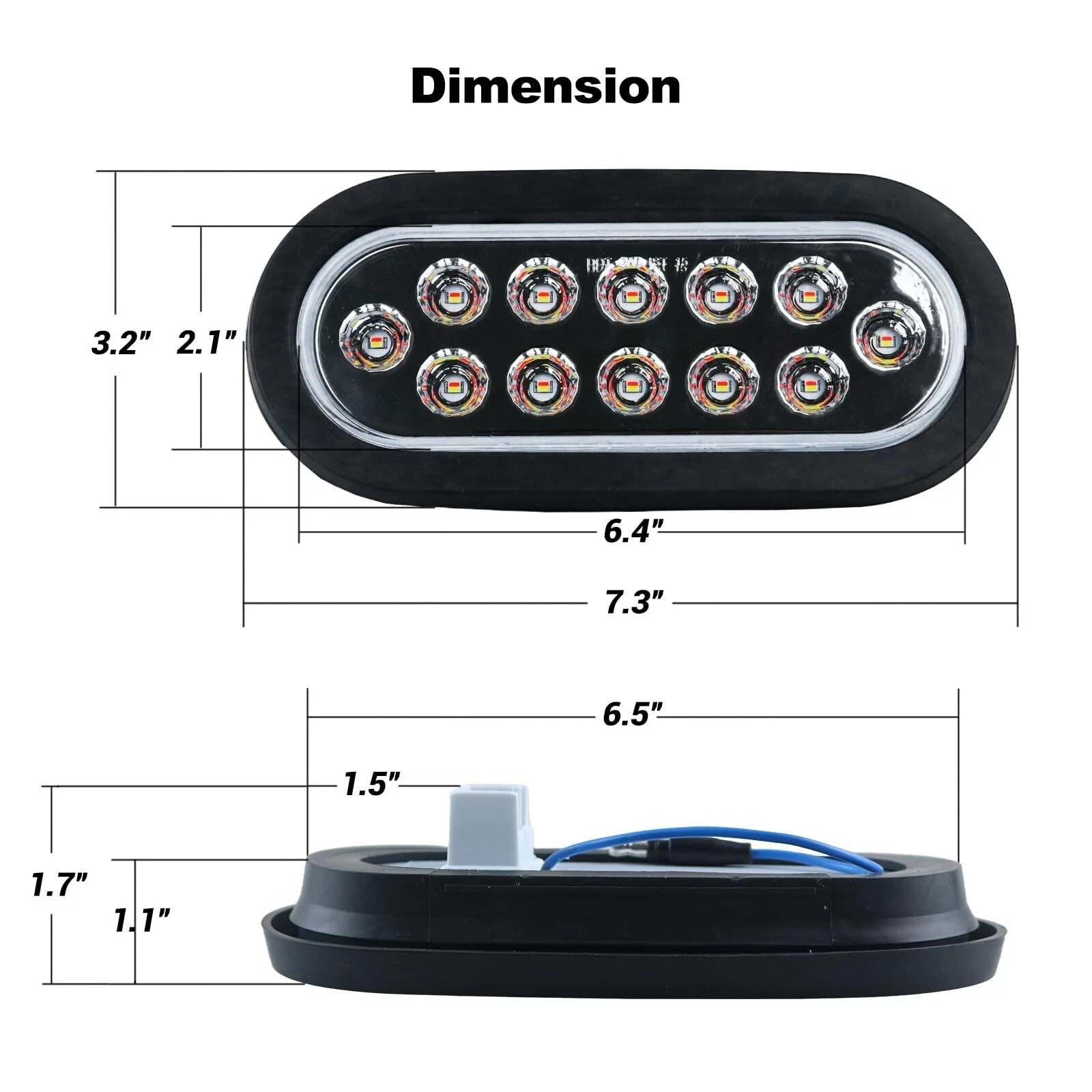 Dual Revolution 6 Inch Oval LED Tail Lights – Red Stop, Turn & White Backup/R…