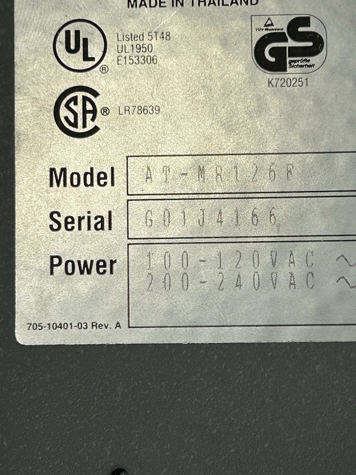 Allied Telesis CentreCOM Micro Repeater & Power Cord # AT-MR126F