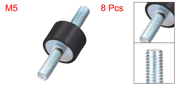 8pcs Rubber Vibration Isolator Mounts Shock Absorber M5 x12mm Studs