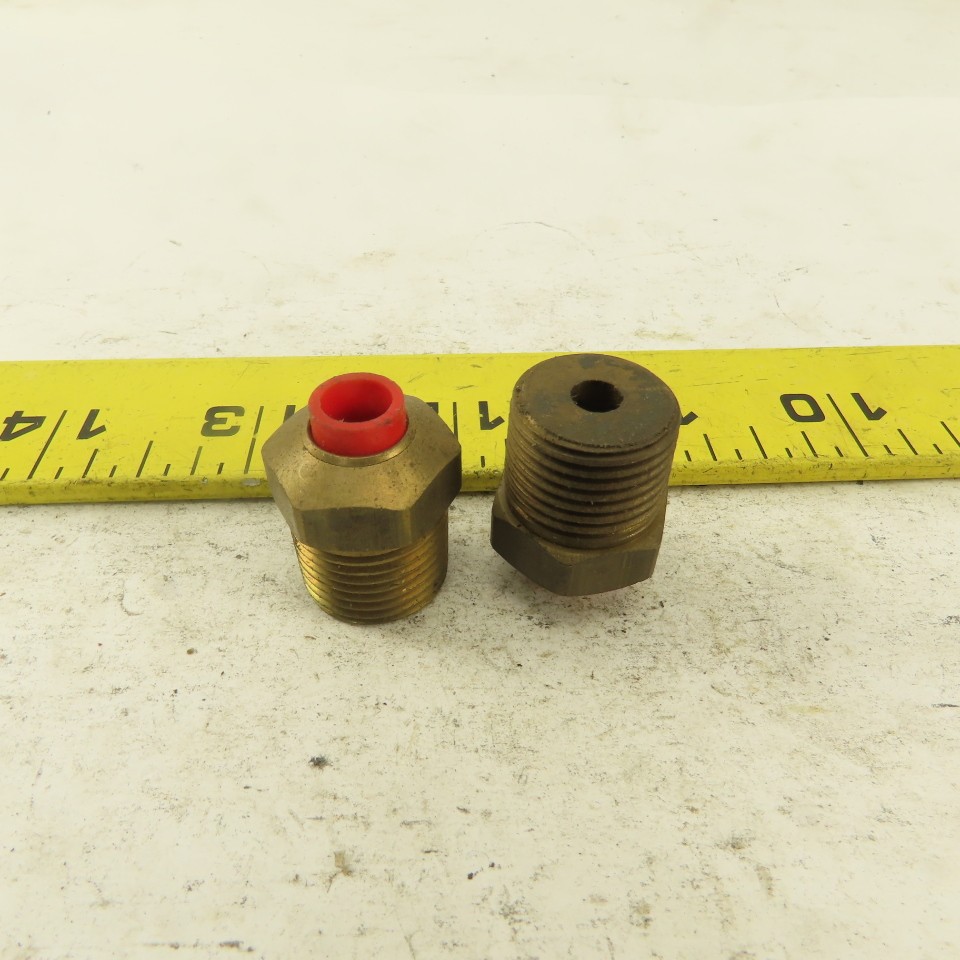 3/8″ NPT x 1/4″ Nylon Push To Connect Brass Straight Connector Lot Of 2