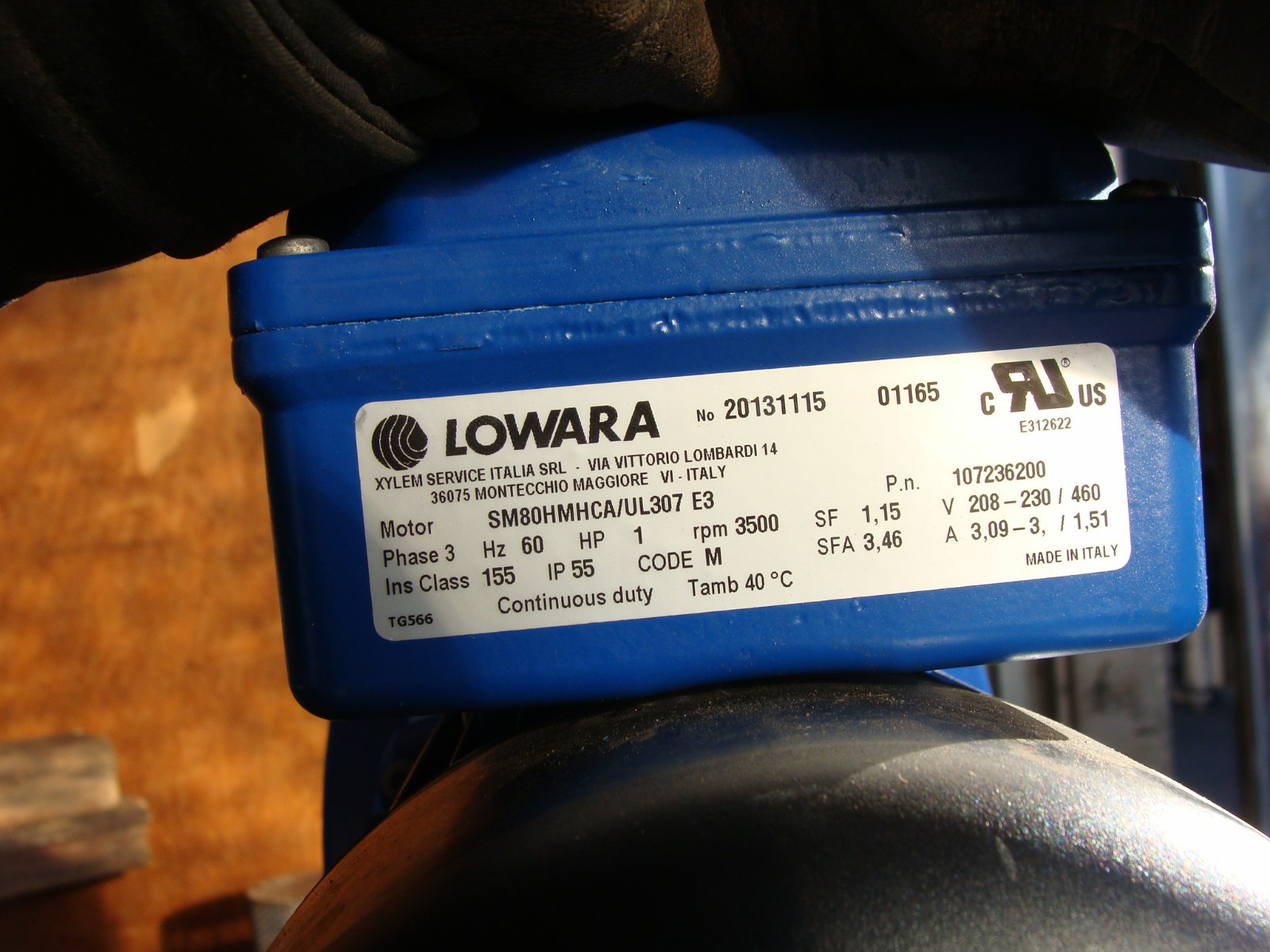 GOULDS PUMP 10HM01N07T6PBQE 1HP 3500RPM W/LOWARA MOTOR SM80HMHCA/UL304 E3 1HP